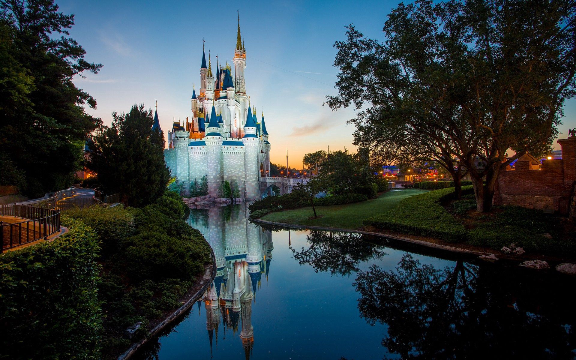 handsomely, it's beautiful, cities, grass, disneyland, building, park wallpaper for mobile