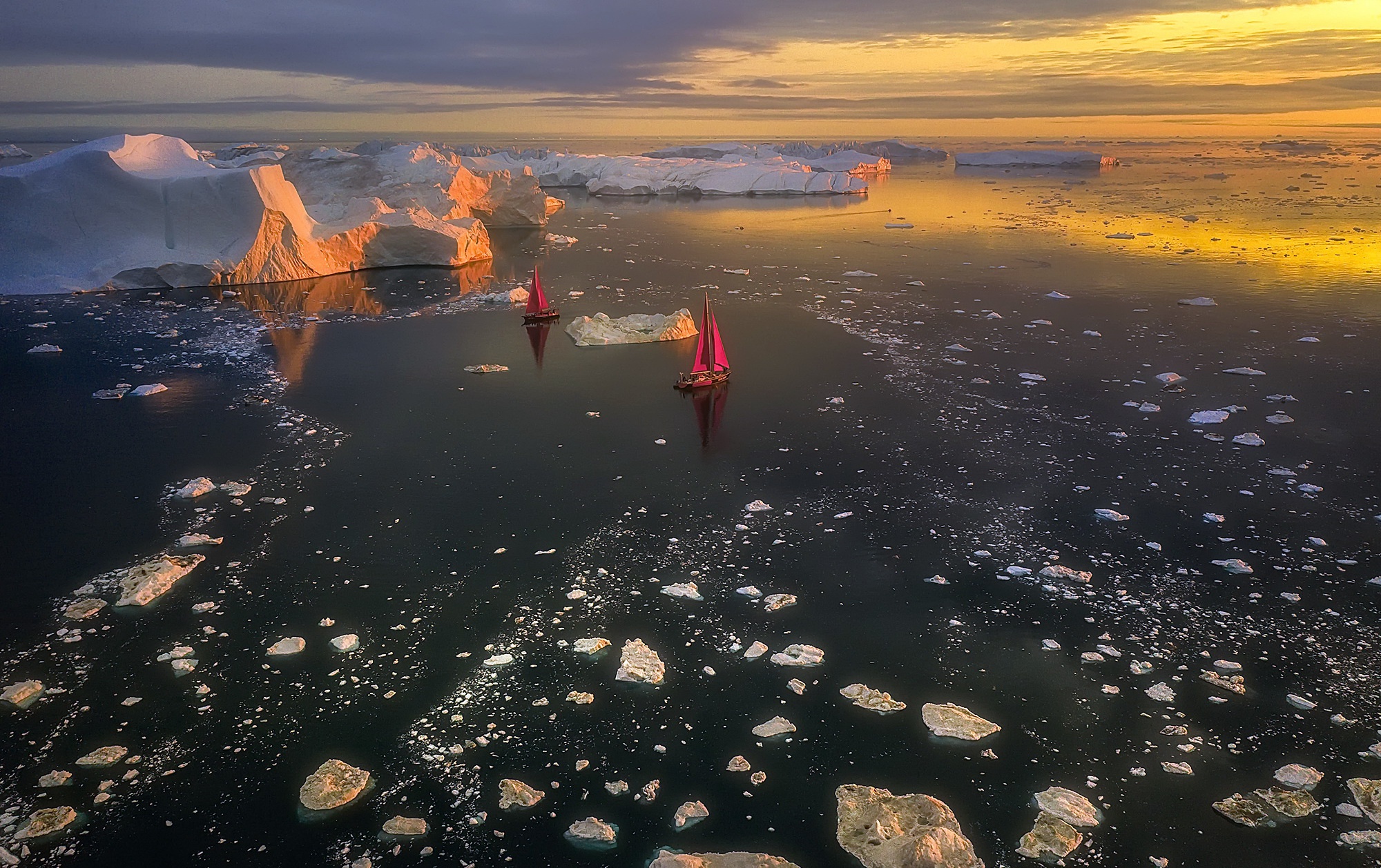 greenland, ice, photography, landscape, boat, iceberg, ocean, sea Free Stock Photo