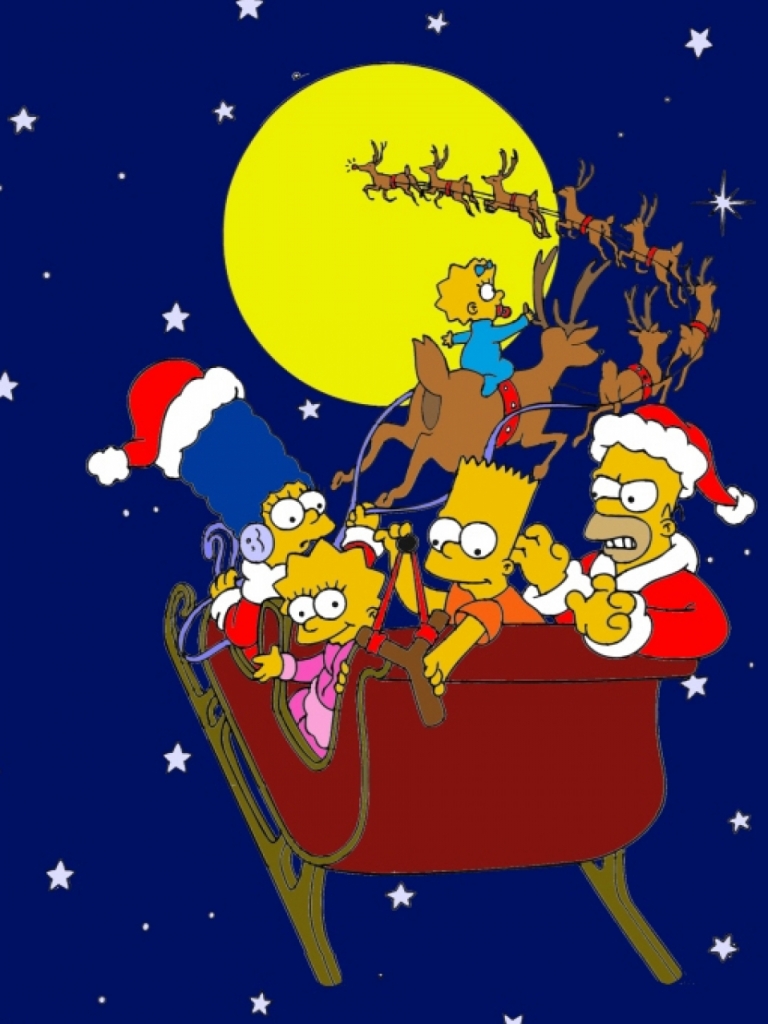 Wallpaper The simpsons, Christmas, Homer, Bart, Lisa, The Simpsons