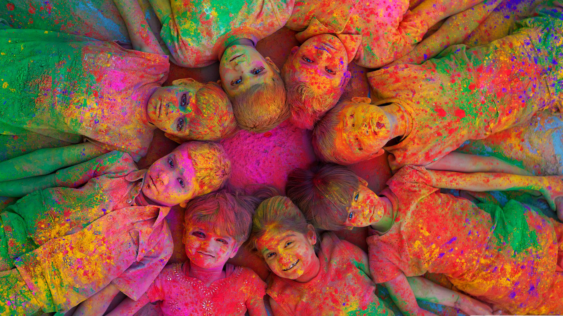 holi, child, holiday, colors, psychedelic 1080p