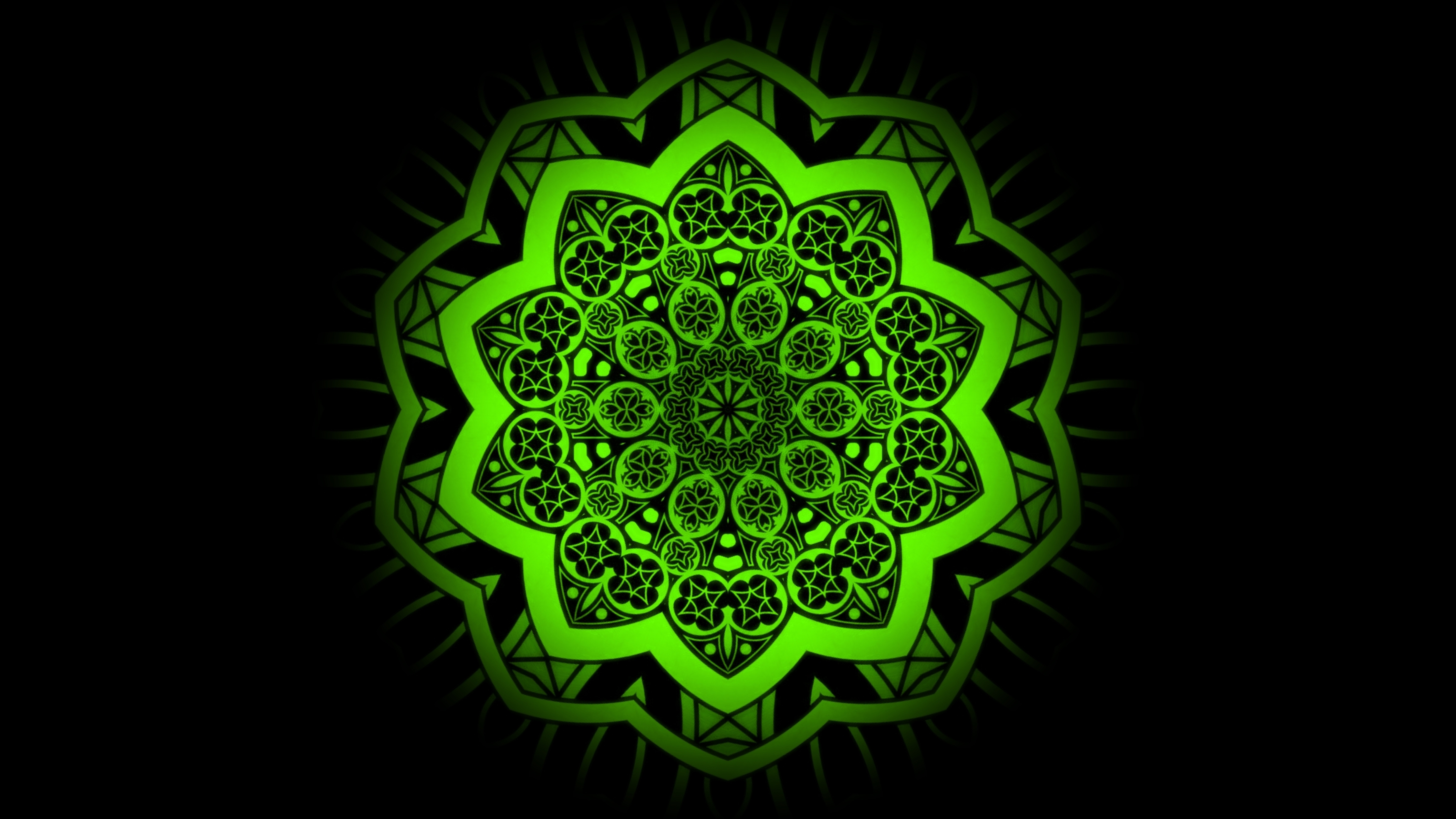 mandala, abstract, pattern, green