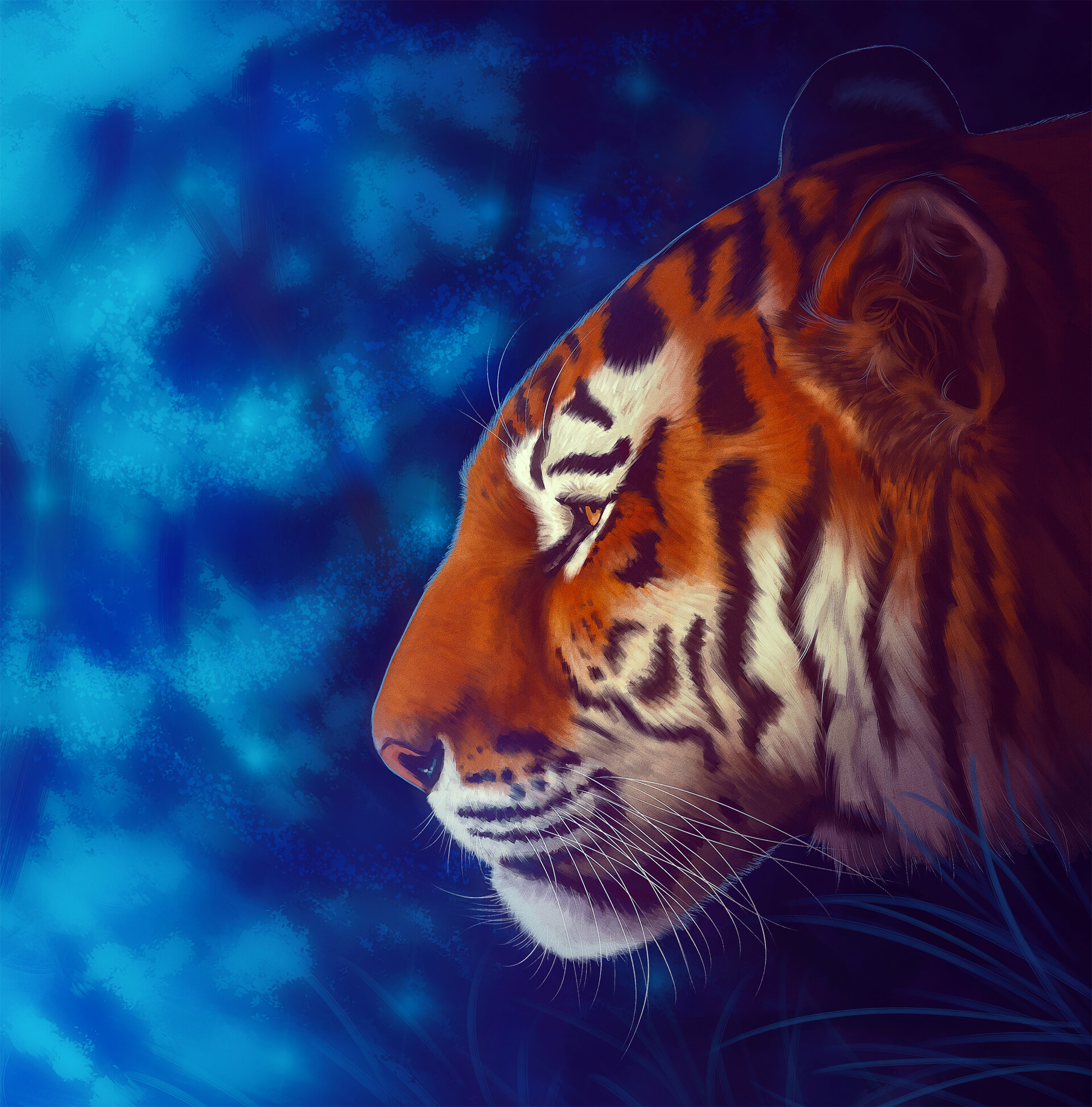 Download mobile wallpaper Big Cat, Tiger, Predator, Art for free.