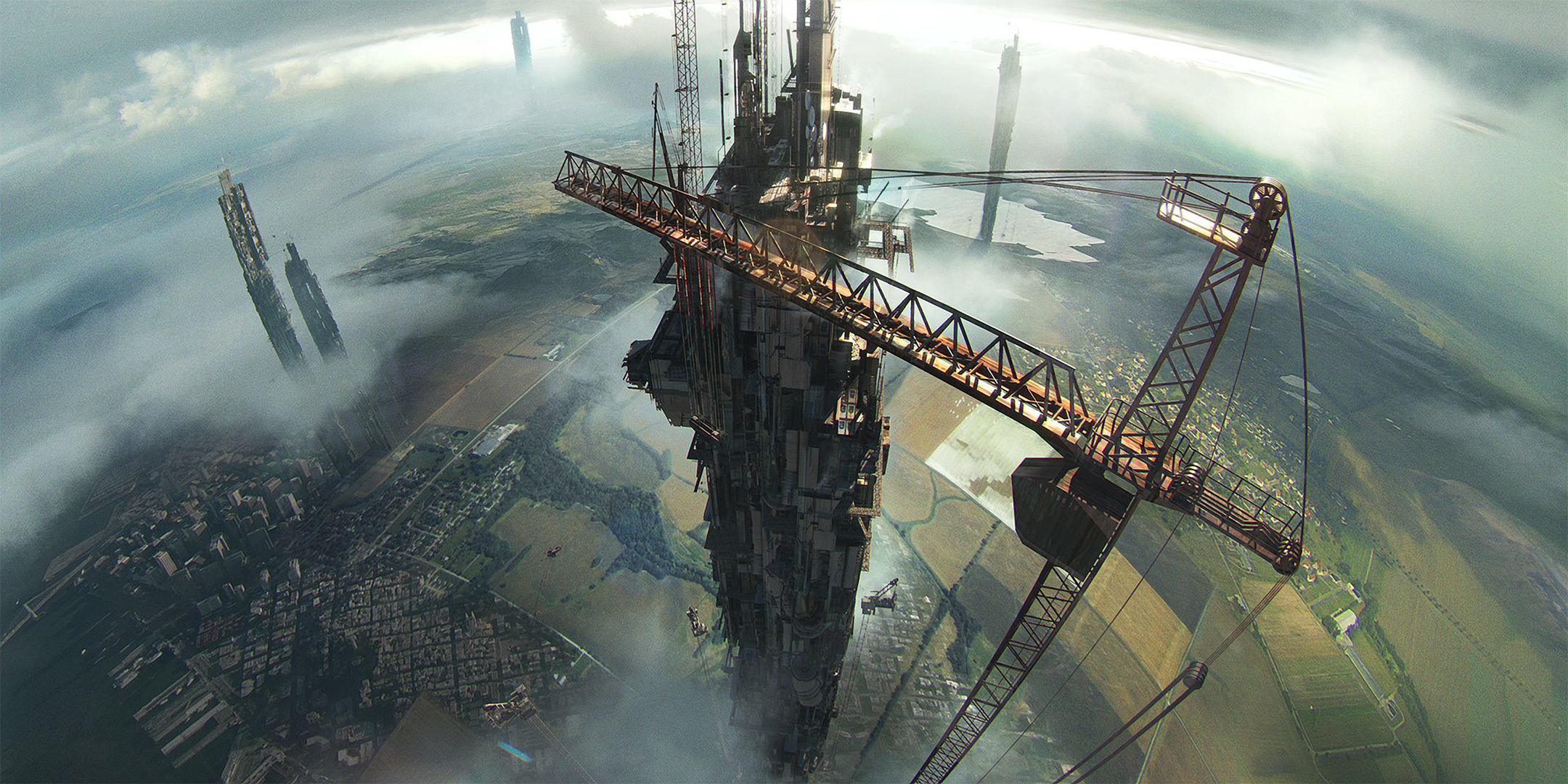 construction, crane, sci fi, city, building