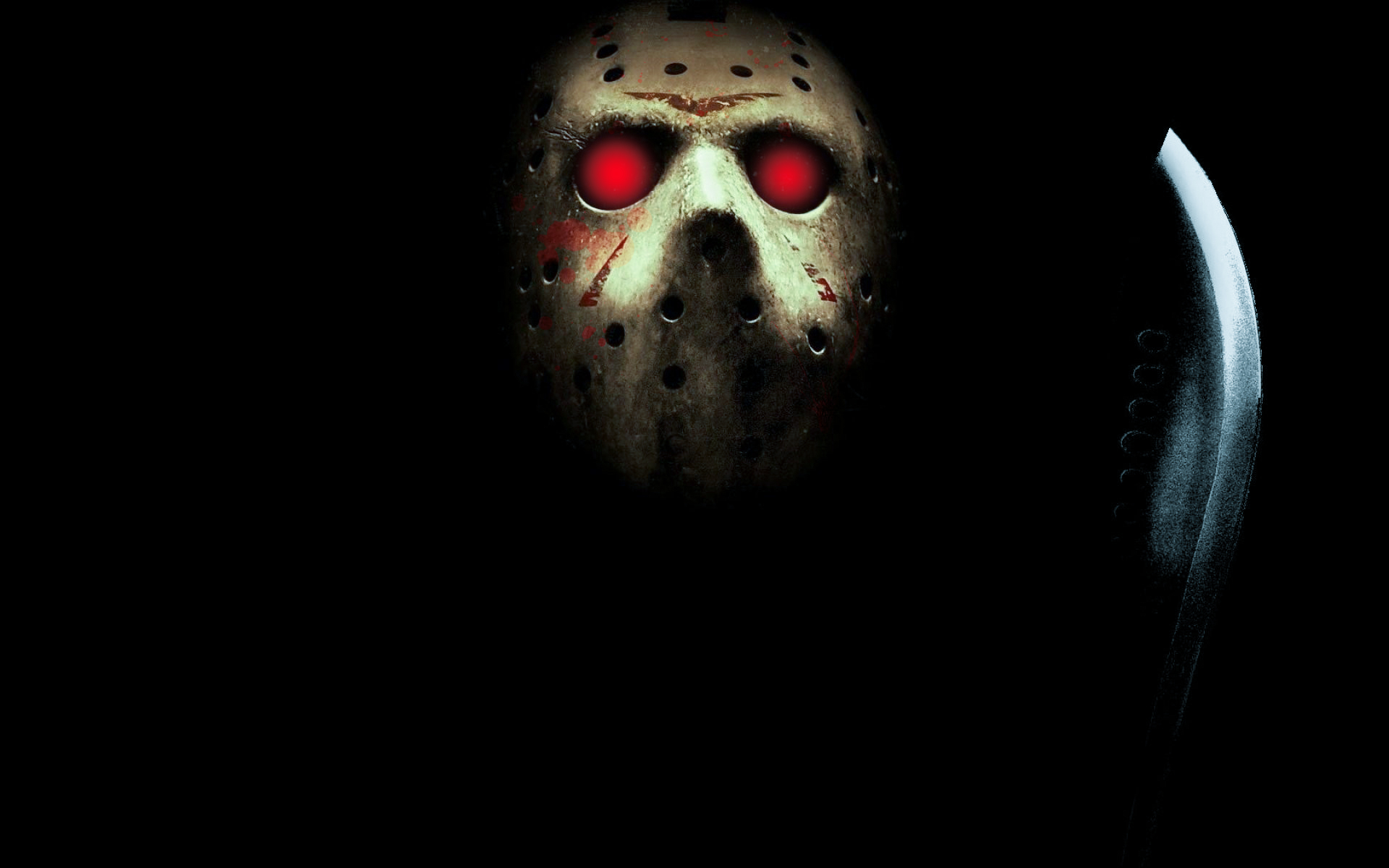 movie, friday the 13th (2009), friday the 13th, jason voorhees, machete, mask, red eyes High Definition image