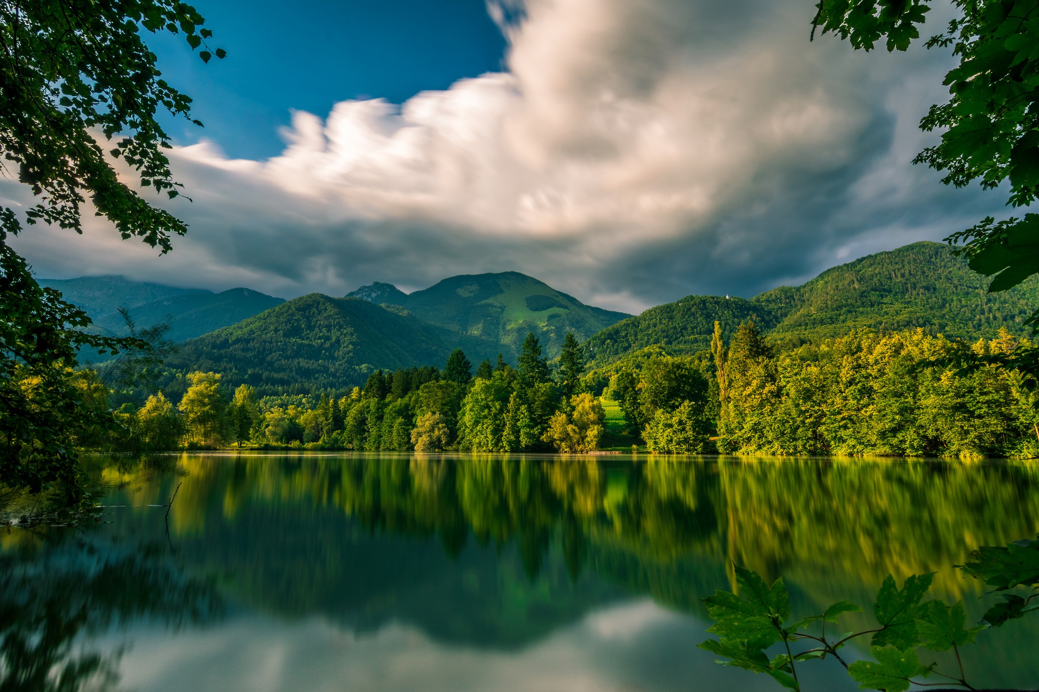 greenery, earth, lake, lake črnava, reflection, slovenia, lakes