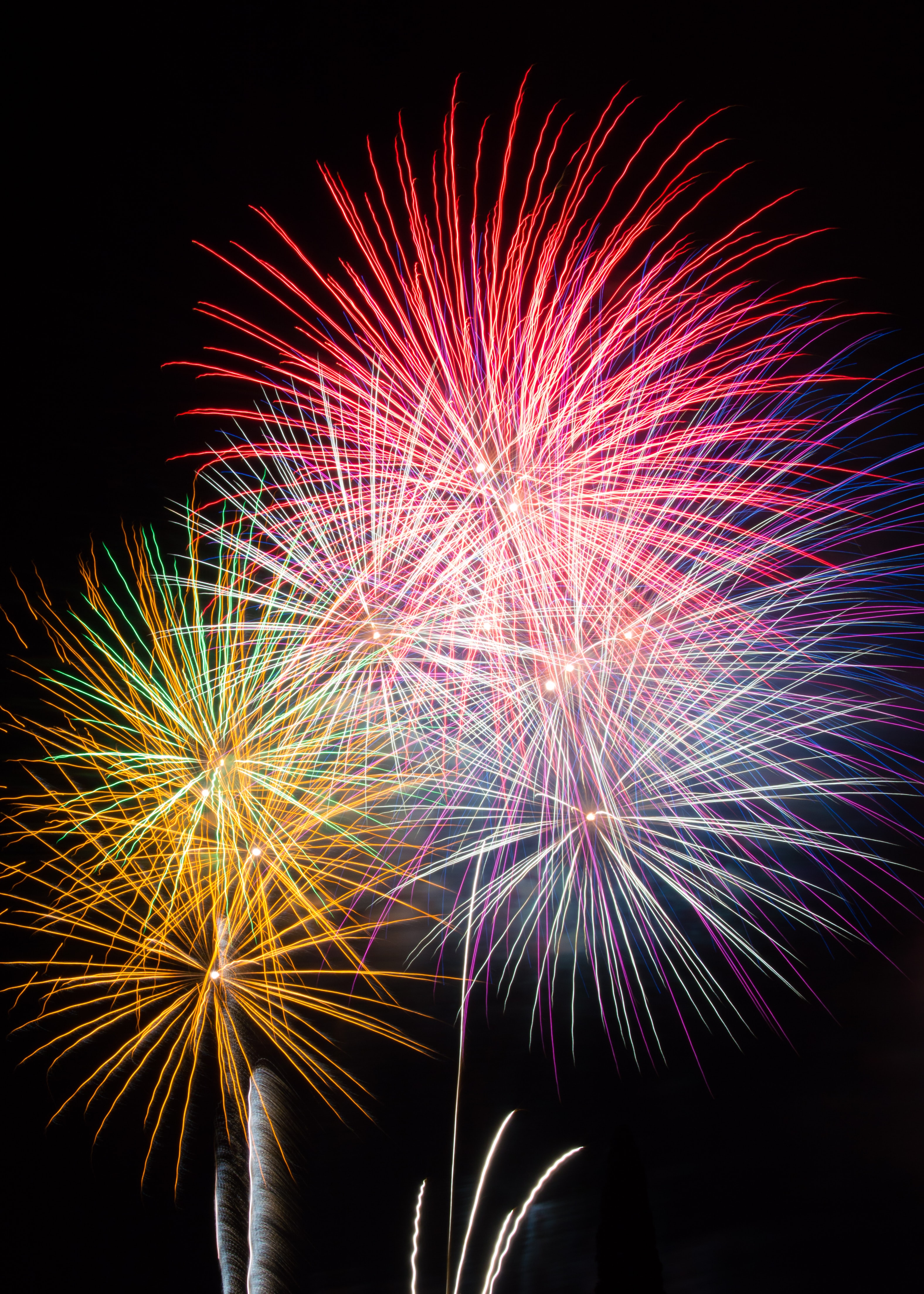 holidays, night, sparks, multicolored, motley, holiday, fireworks, firework Smartphone Background
