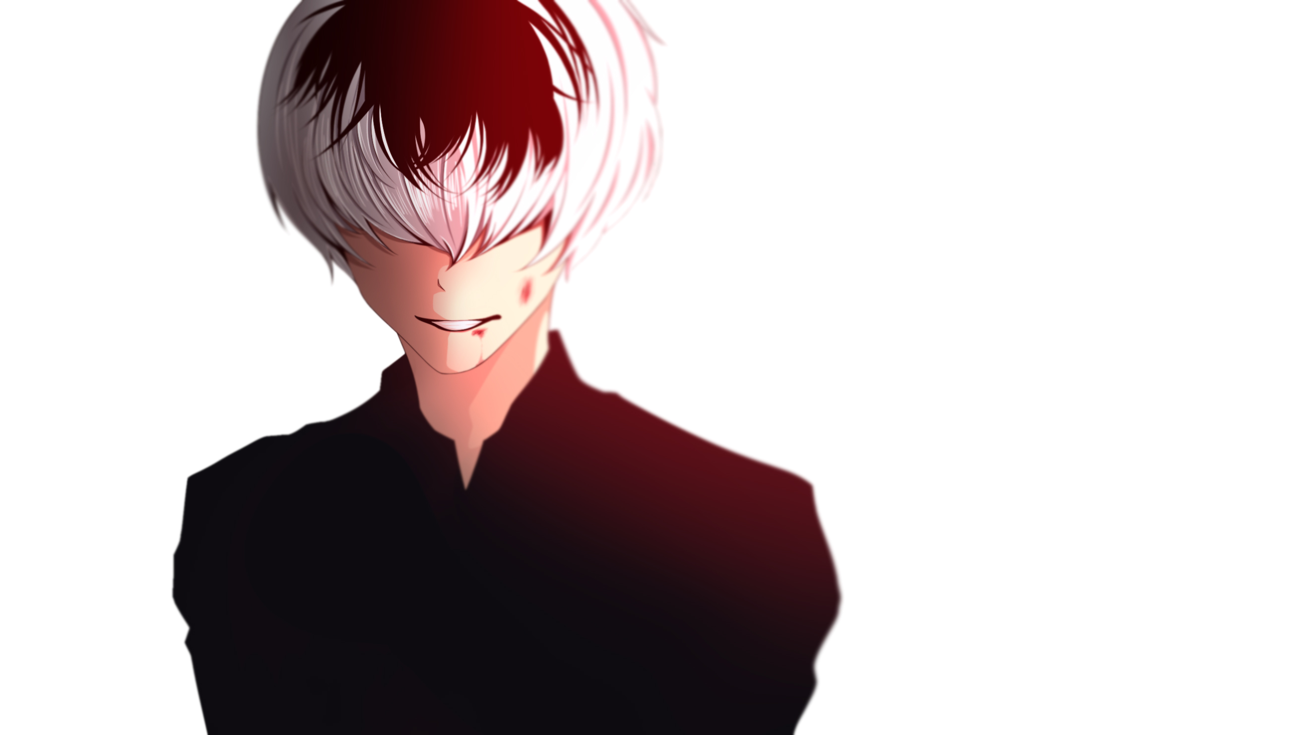 tokyo ghoul, smile, tokyo ghoul √a, anime, tokyo ghoul:re, haise sasaki, two toned hair, white hair 8K