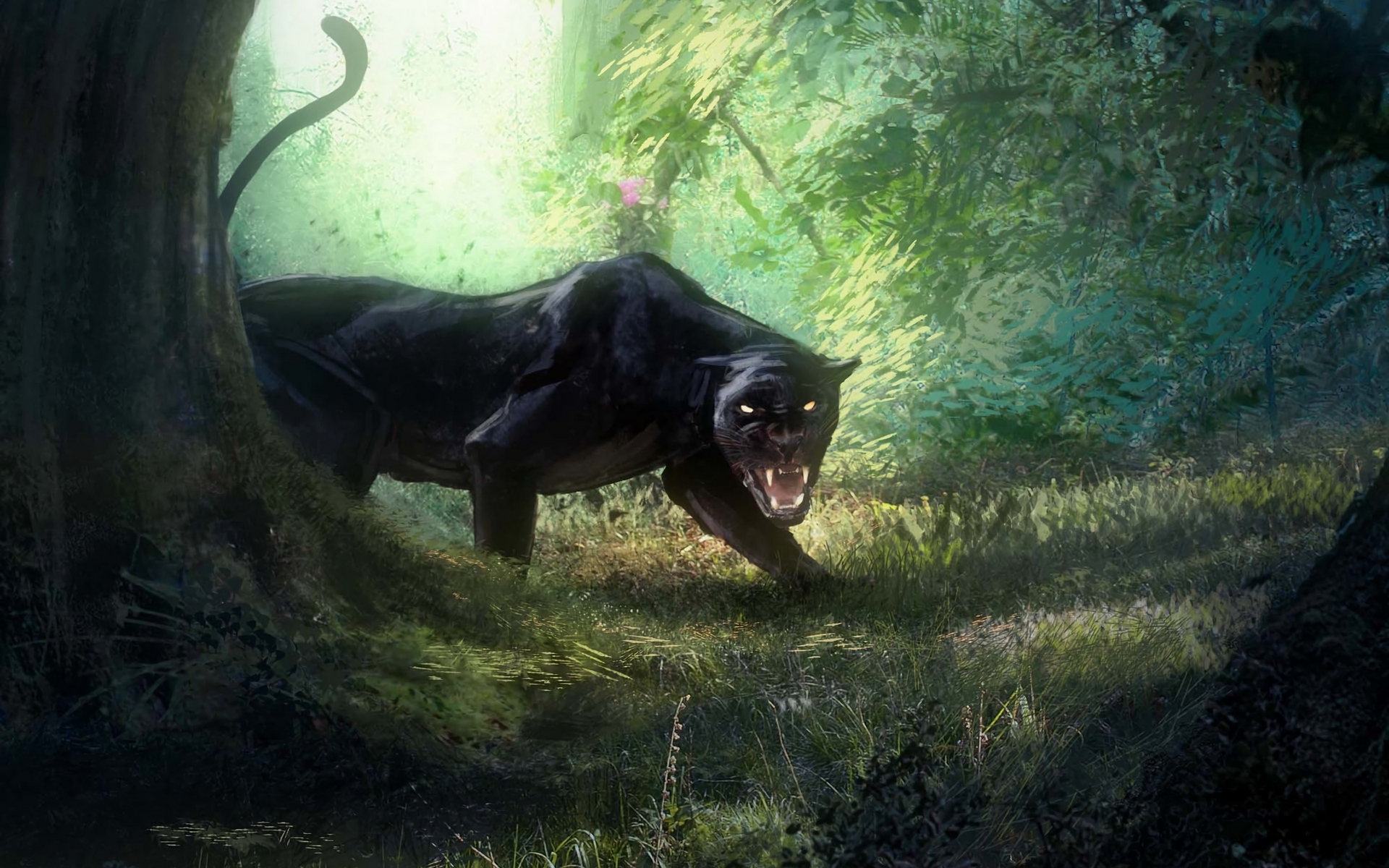animal, black panther, roar, cats 4K