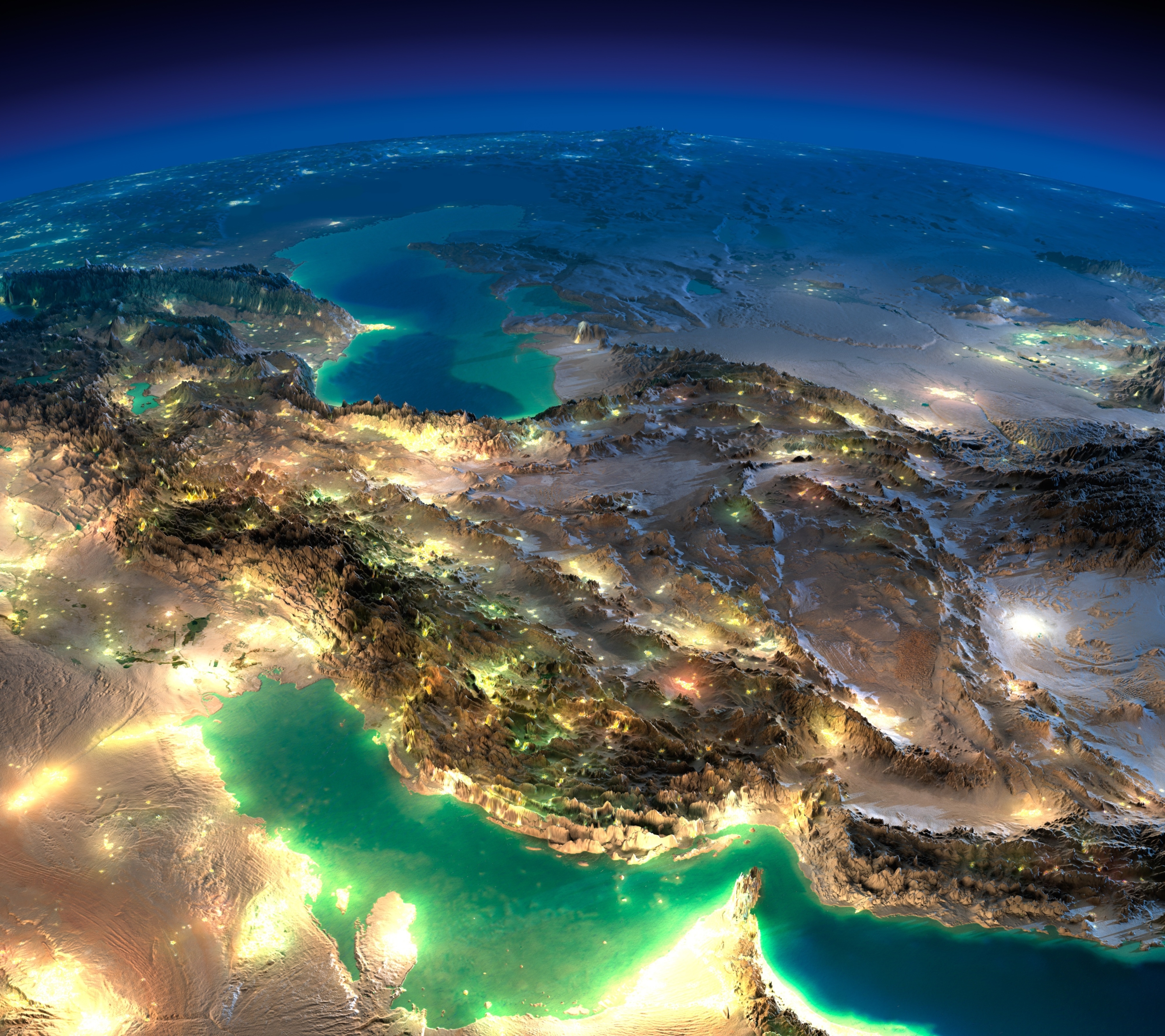 caspian sea, arabia, earth, from space, iraq, iran, persian gulf, caucasus, mountain UHD