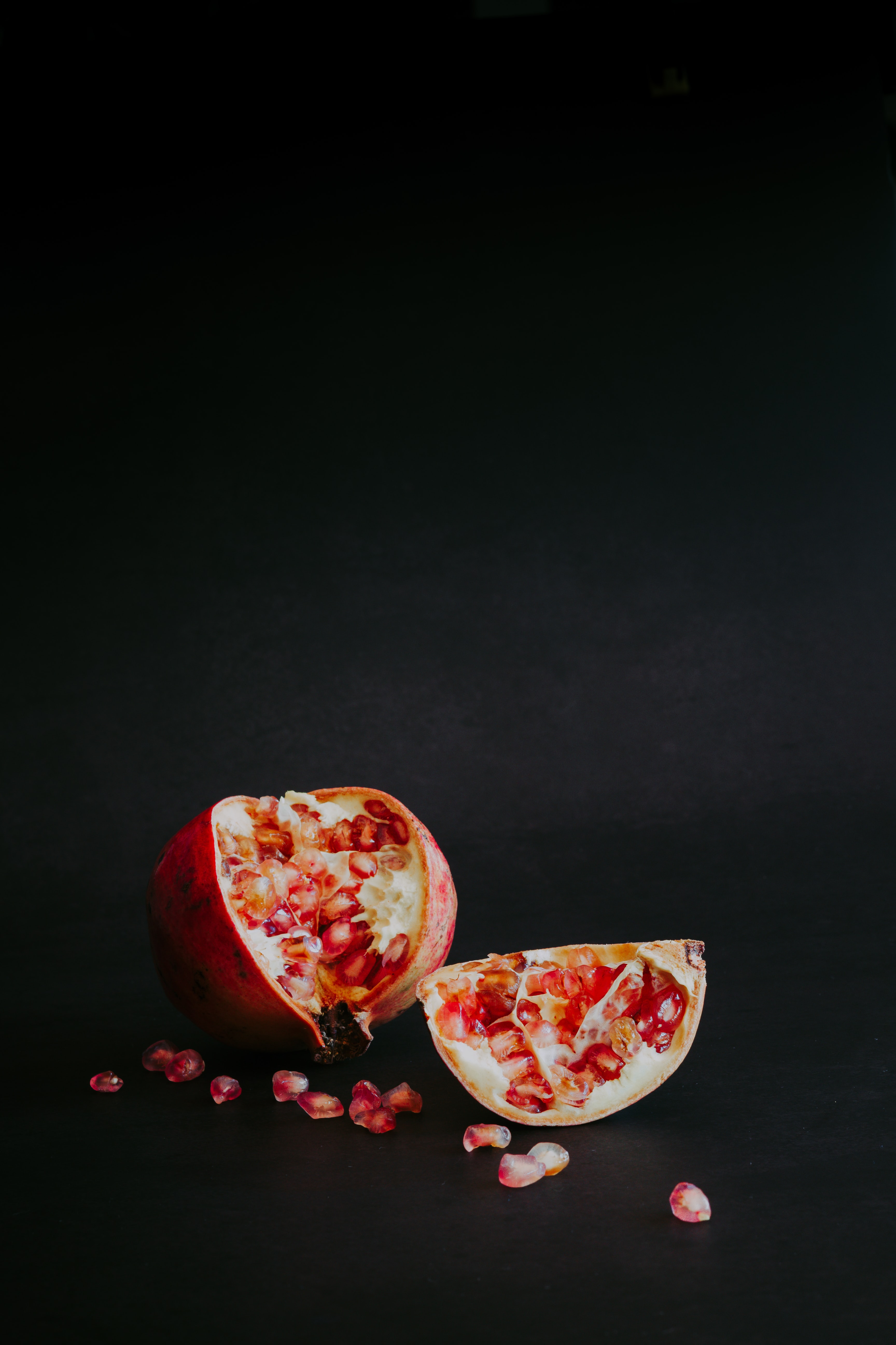 pomegranate, black, food, still life, fruit, garnet, lobule, clove Free Stock Photo