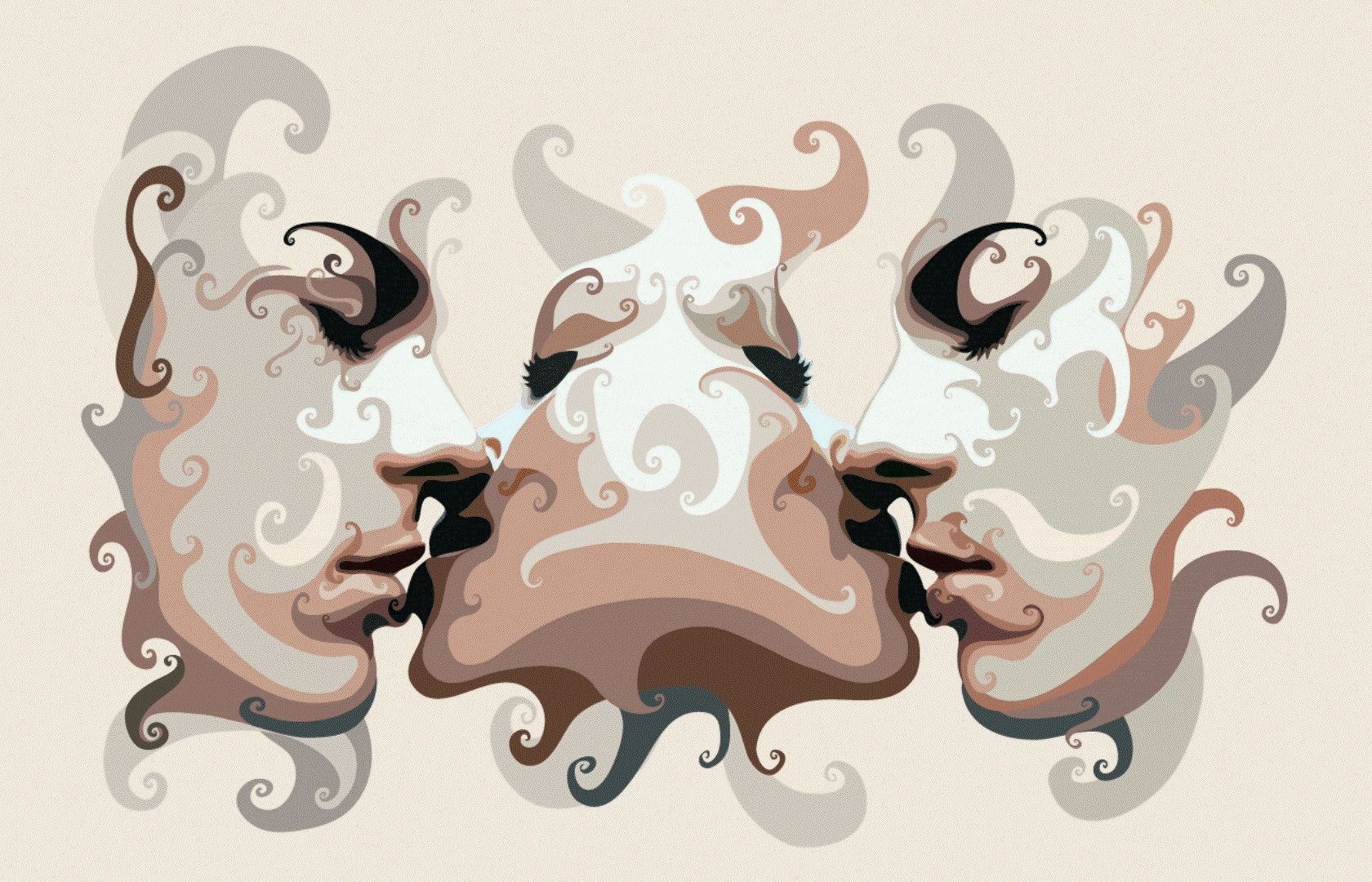 vector, people, touch, kiss, face, surrealism, faces