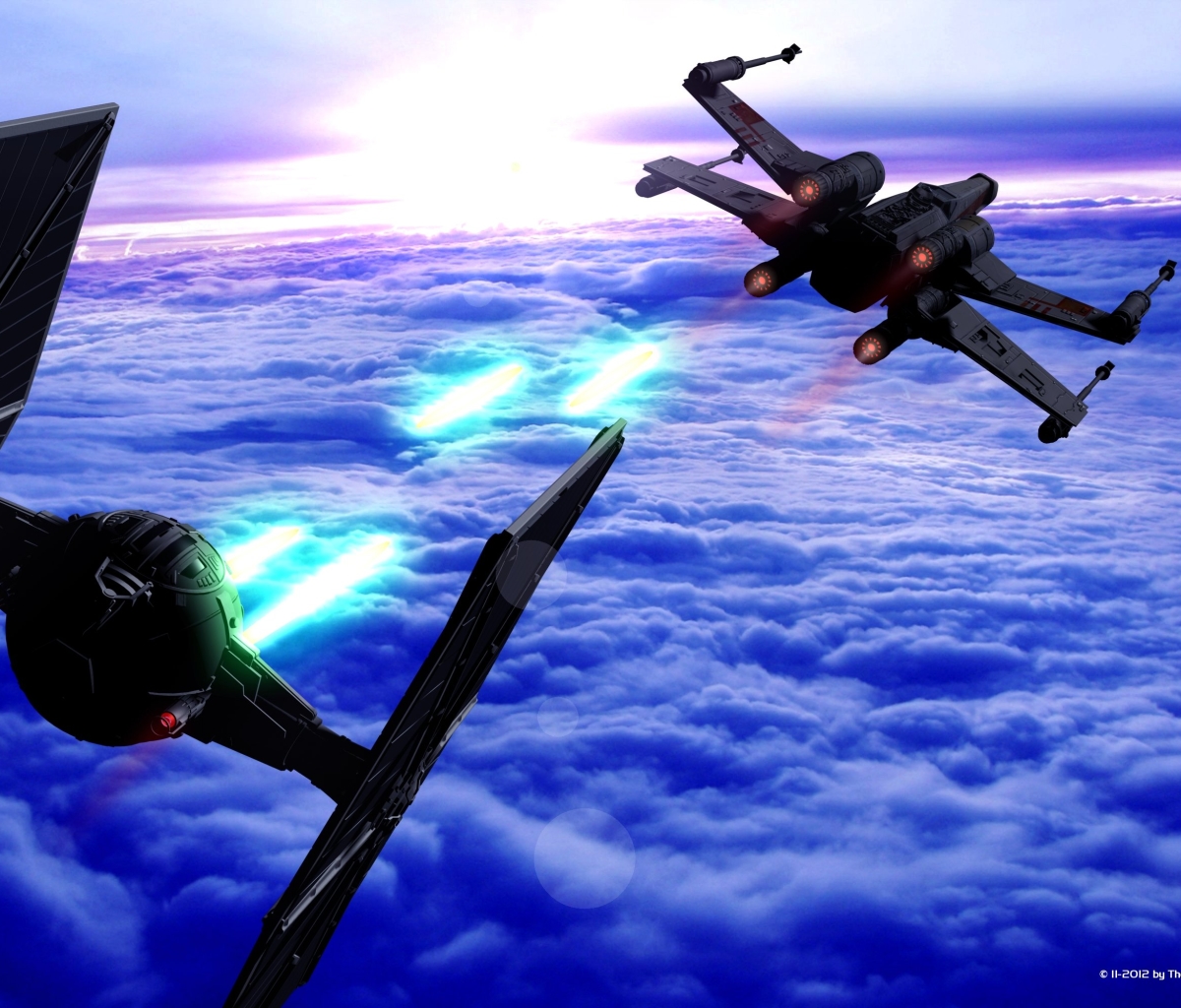 sci fi, star wars, laser, battle, x wing HD wallpaper