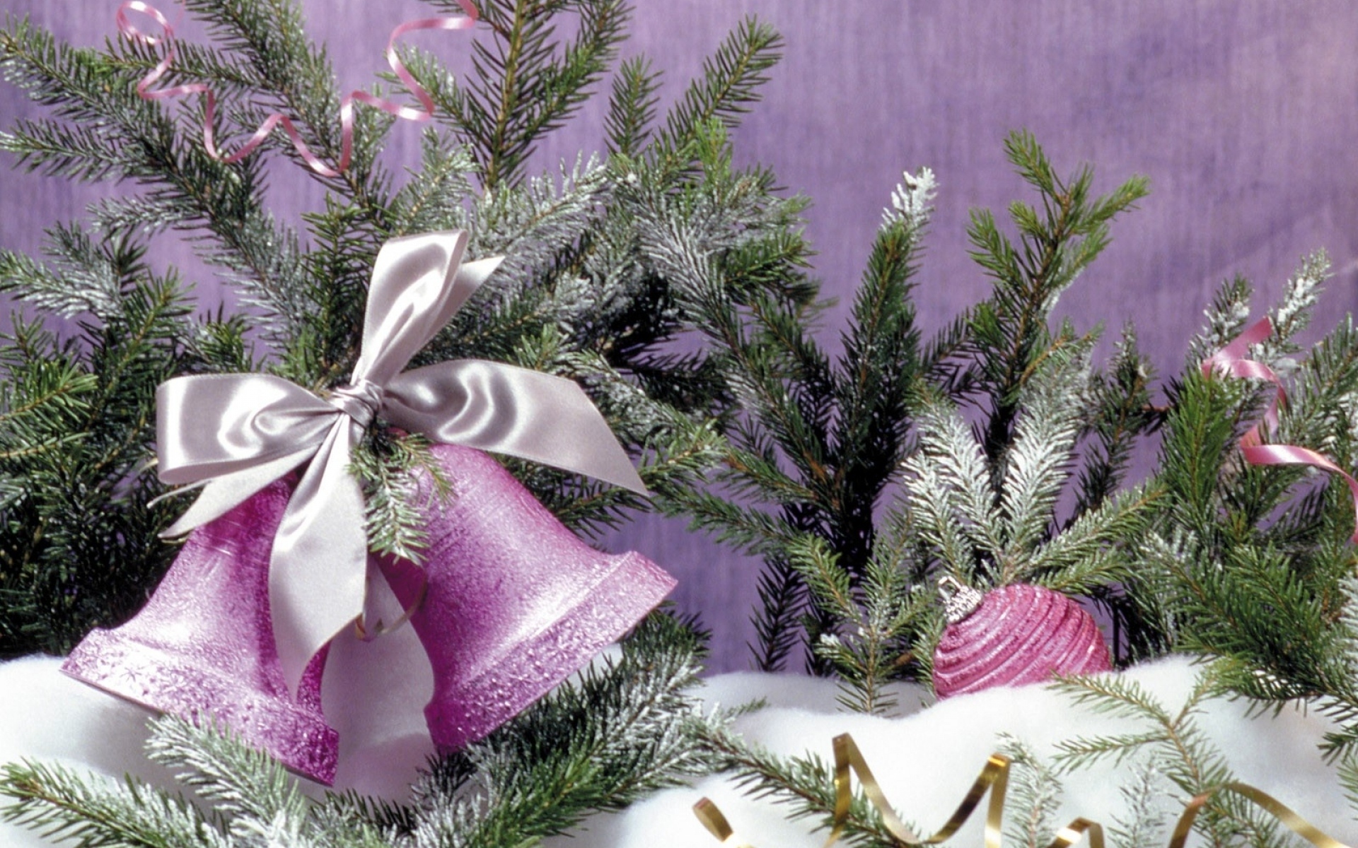 holiday, christmas, bell, decoration, purple, snow