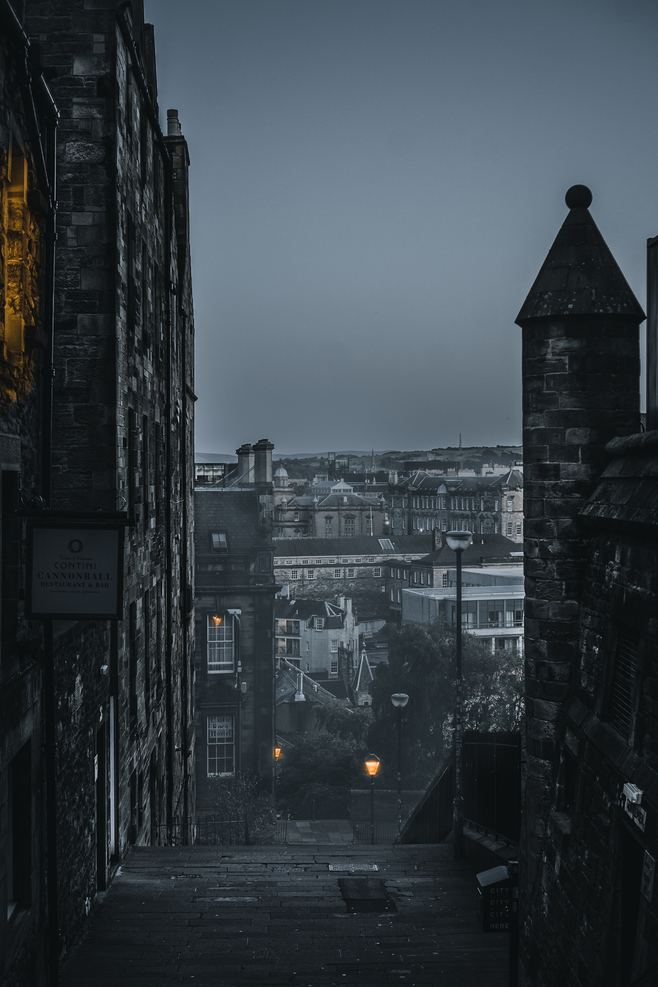 fog, building, architecture, cities, twilight, city, dusk, grey for android