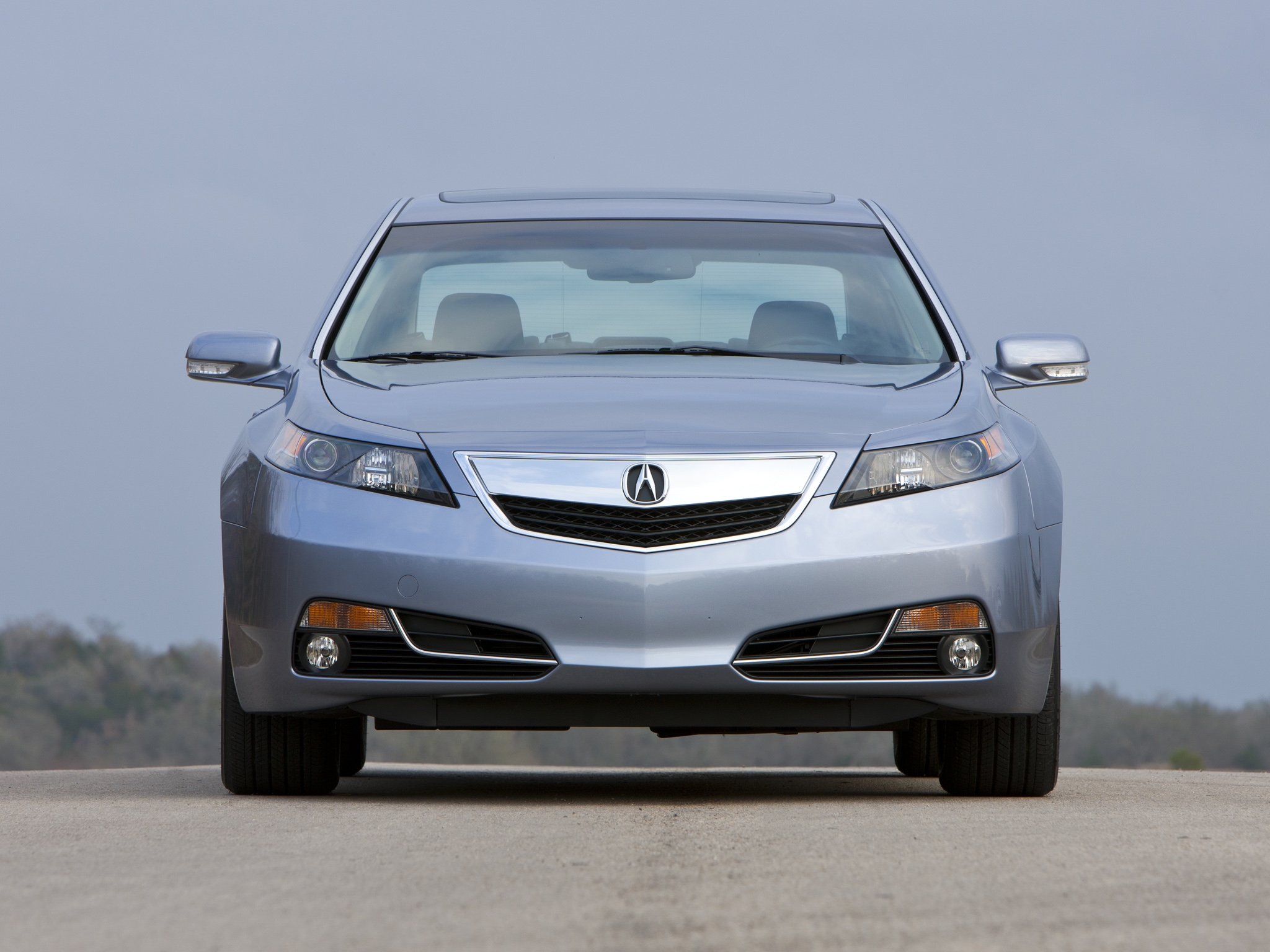 Download mobile wallpaper Akura, Tl, Silver Metallic, Acura, 2011, Sky, Asphalt, Style, Nature, Front View, Cars for free.