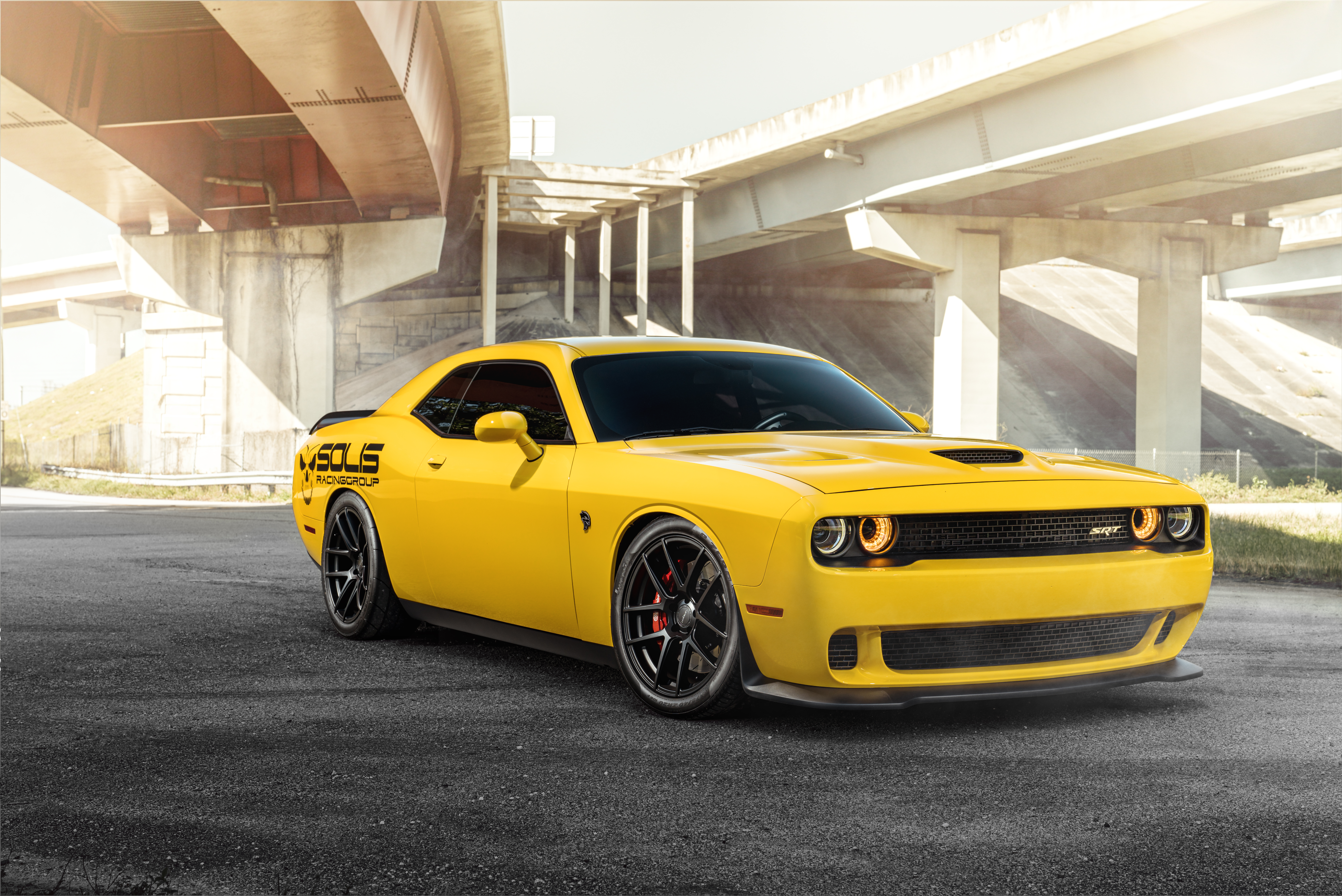 Download mobile wallpaper Dodge, Dodge Challenger Srt, Vehicles, Yellow Car for free.