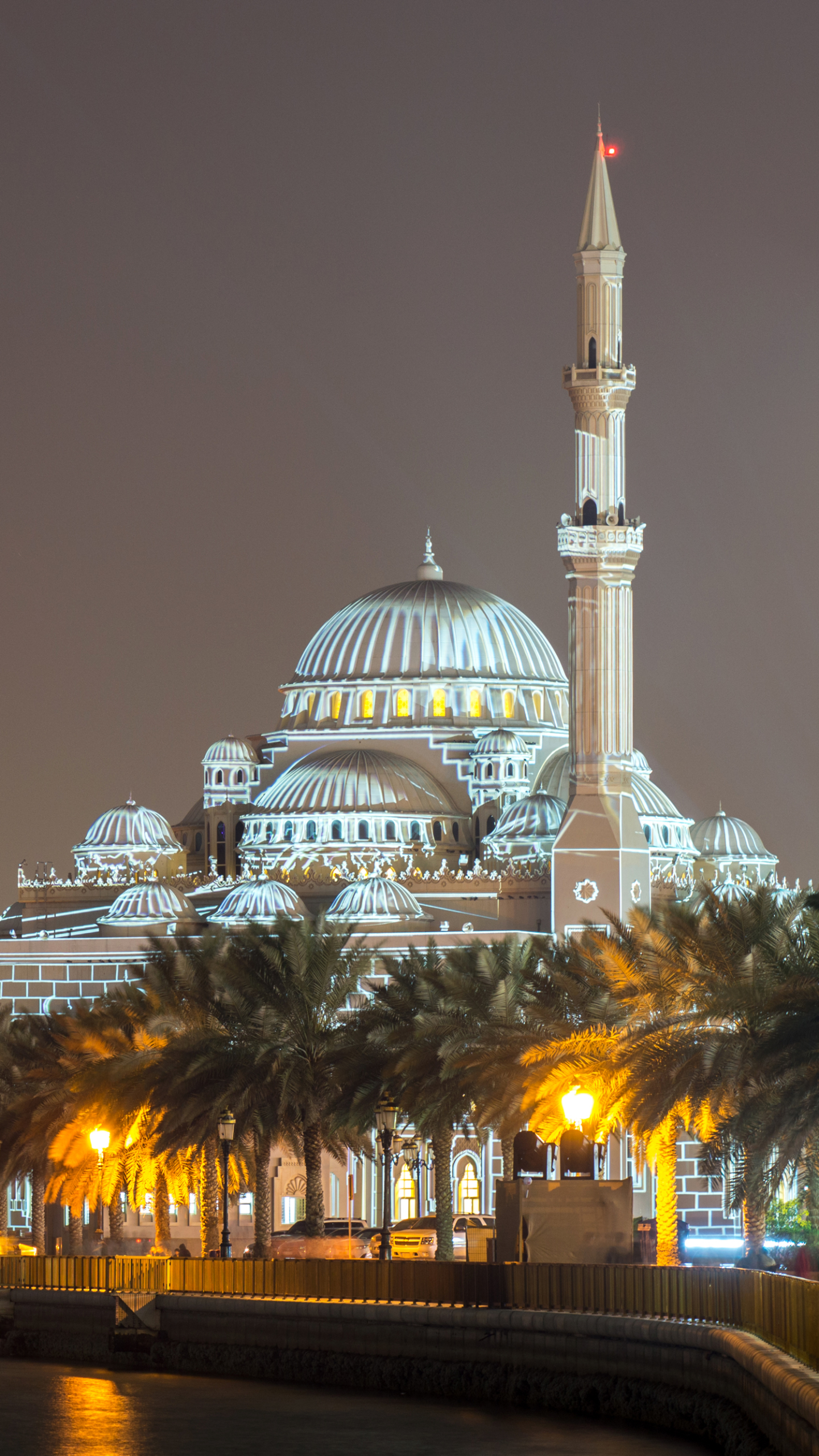 1135257 скачать картинку мечеть аль нур, религиозные, мечеть, архитектура, объединенные арабские эмираты, объединённые арабские эмираты, шарджа, здание, строительство, ночь, мечети - обои и заставки бесплатно