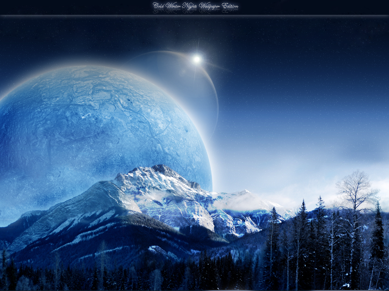 1518585 Hintergrundbild herunterladen berg, science fiction, planetenaufgang, landschaft, winter - Bildschirmschoner und Bilder kostenlos