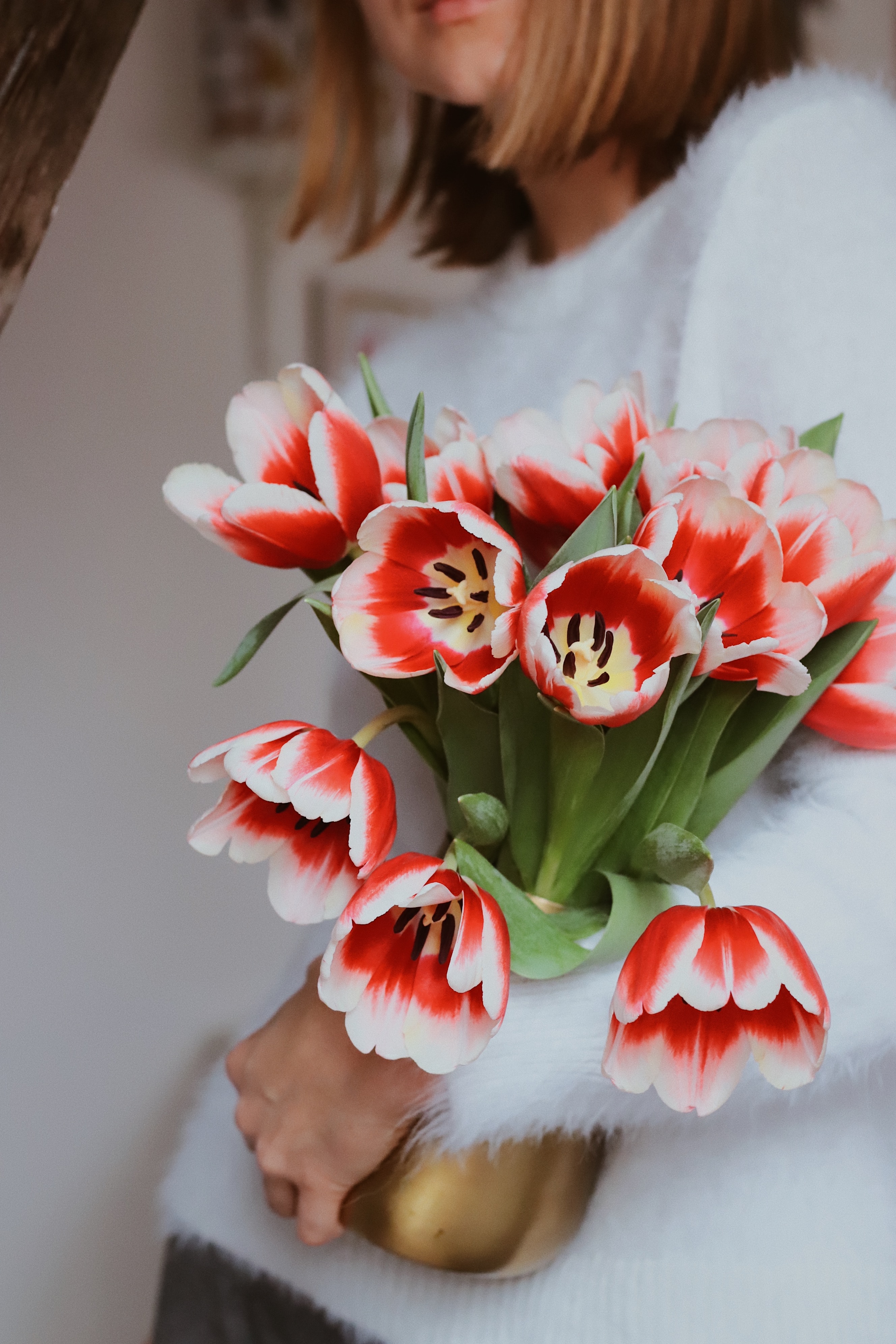 Desktop FHD flowers, tulips, red, bouquet