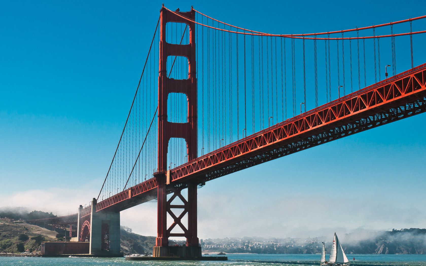 san francisco, cities, water, sky, ocean, sailboat, sailfish, bay, golden gate