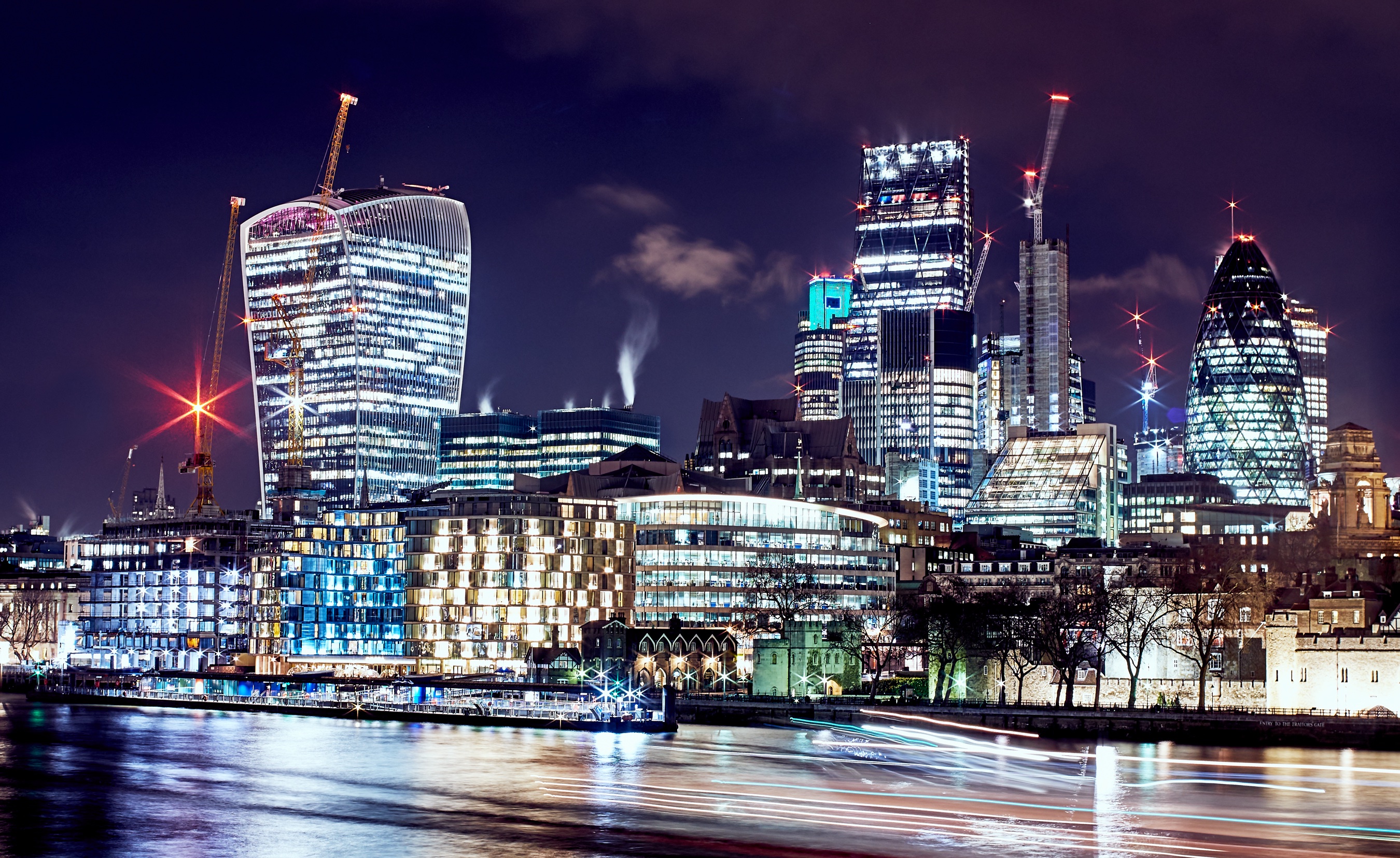 Download background cities, great britain, night, london, skyscrapers, united kingdom
