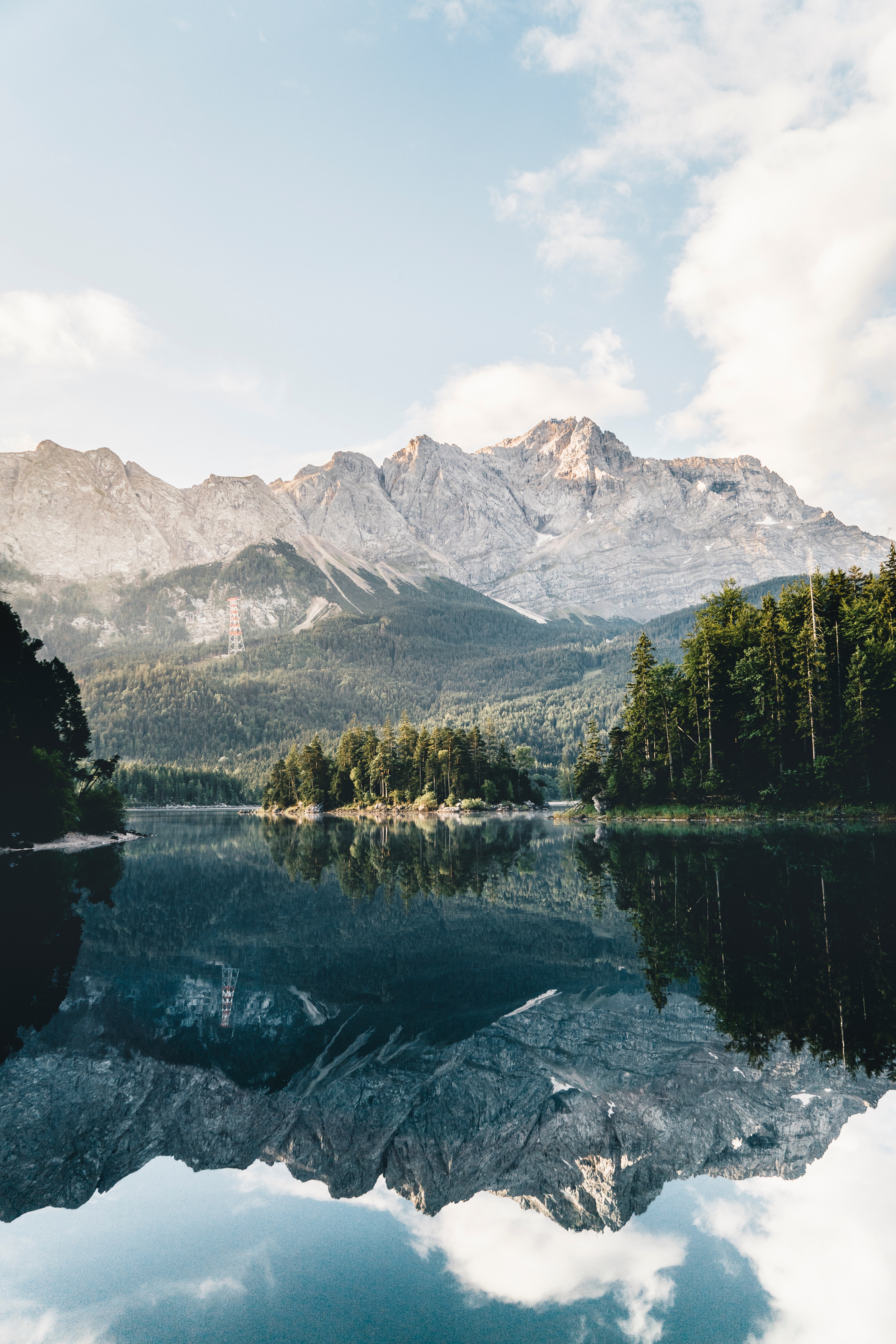 無料モバイル壁紙自然, 湖, 山, 反射, 風景をダウンロードします。