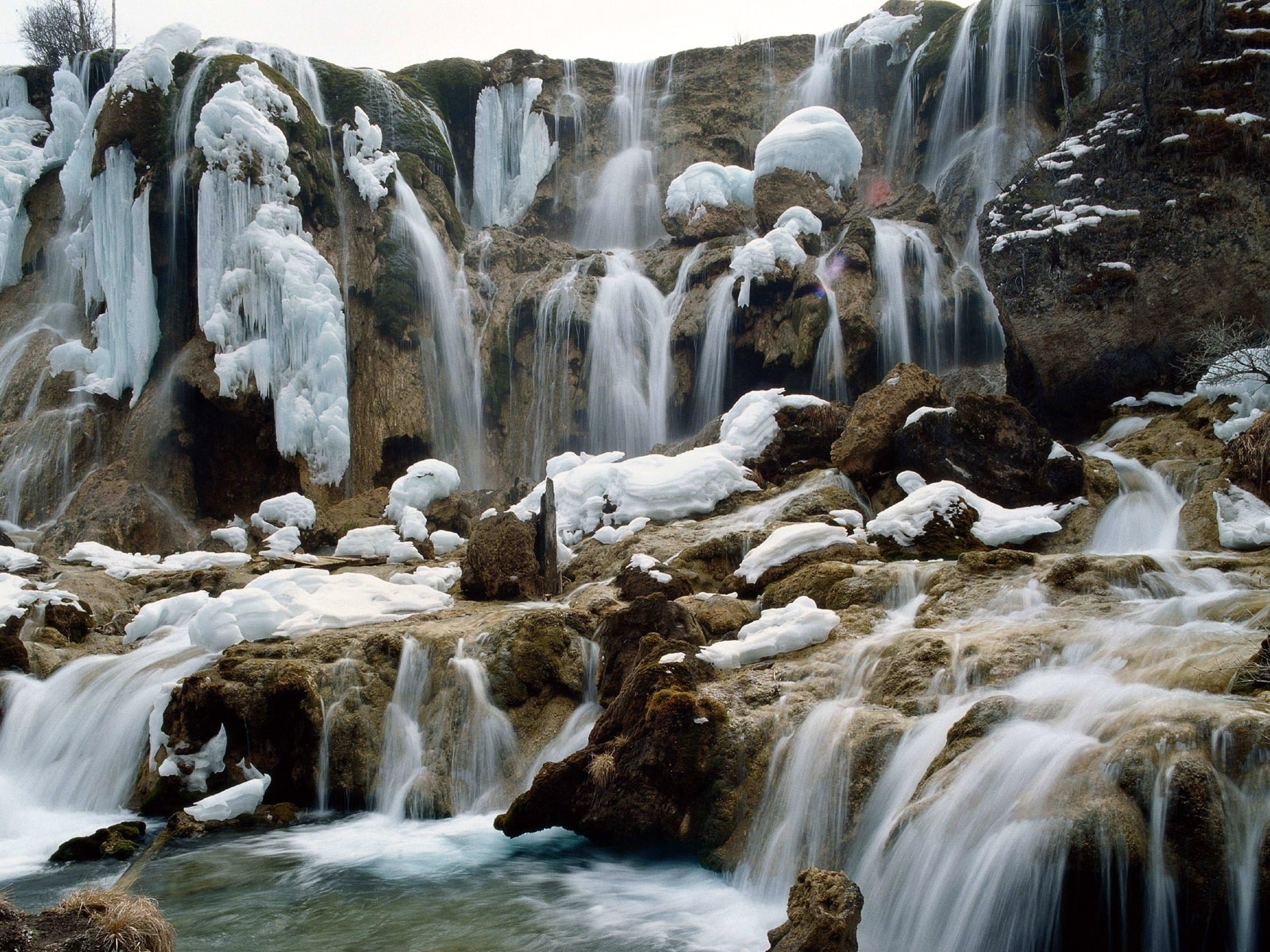 earth, winter, cold, frozen, nature, water, waterfall