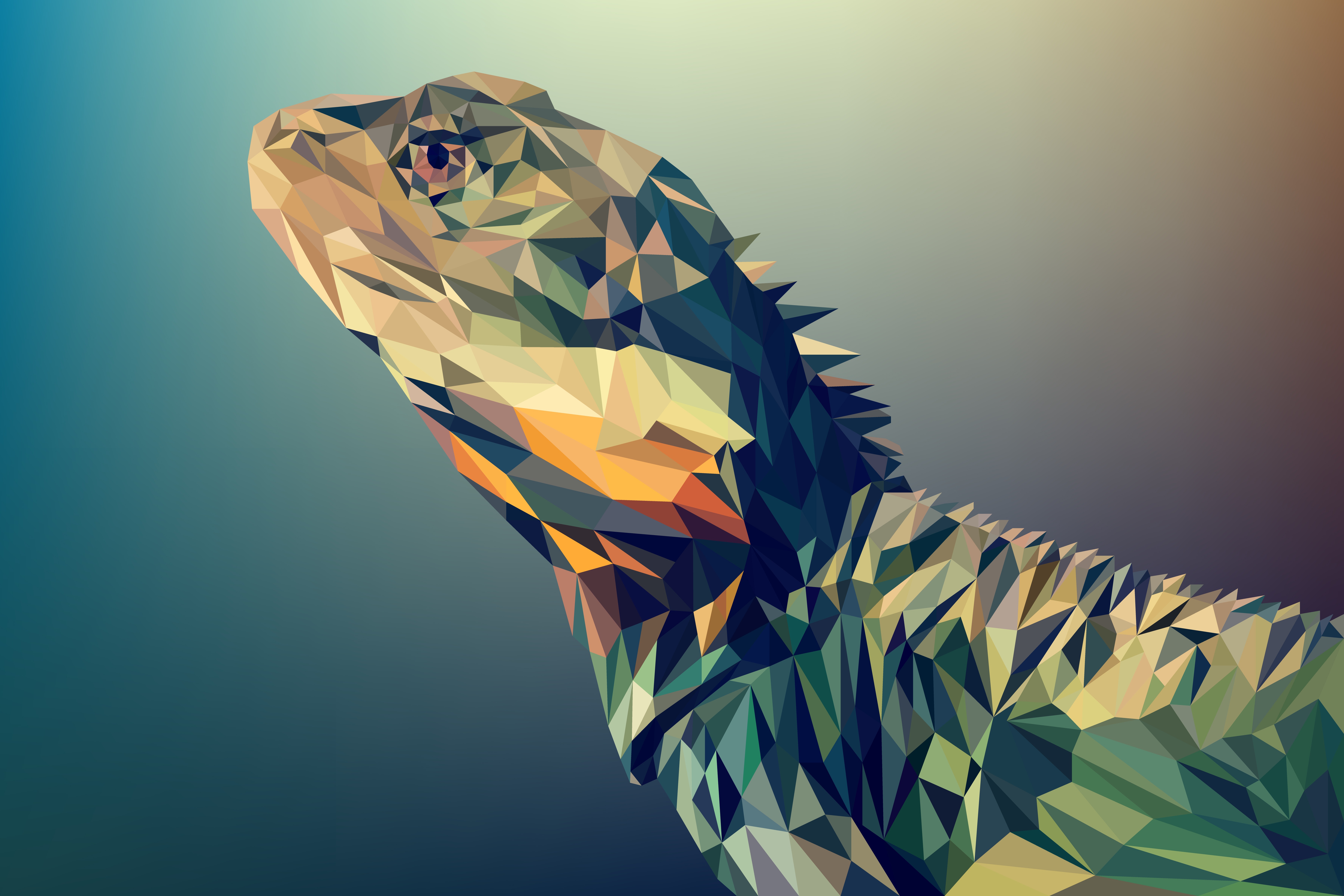 abstract, facets, lizard, low poly, polygon, reptile FHD, 4K, UHD