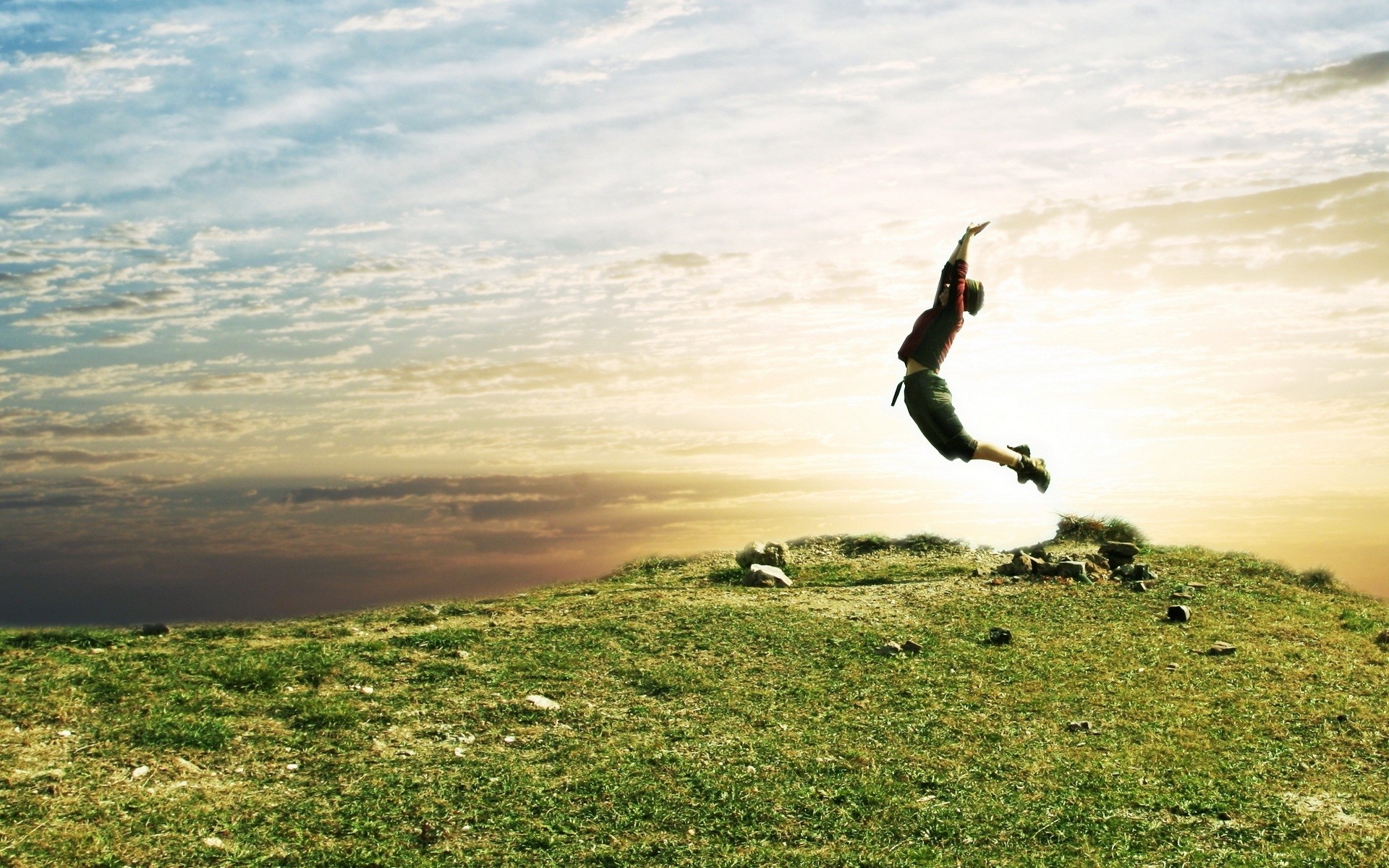 HD wallpaper photography, people, grass, jump, stop action