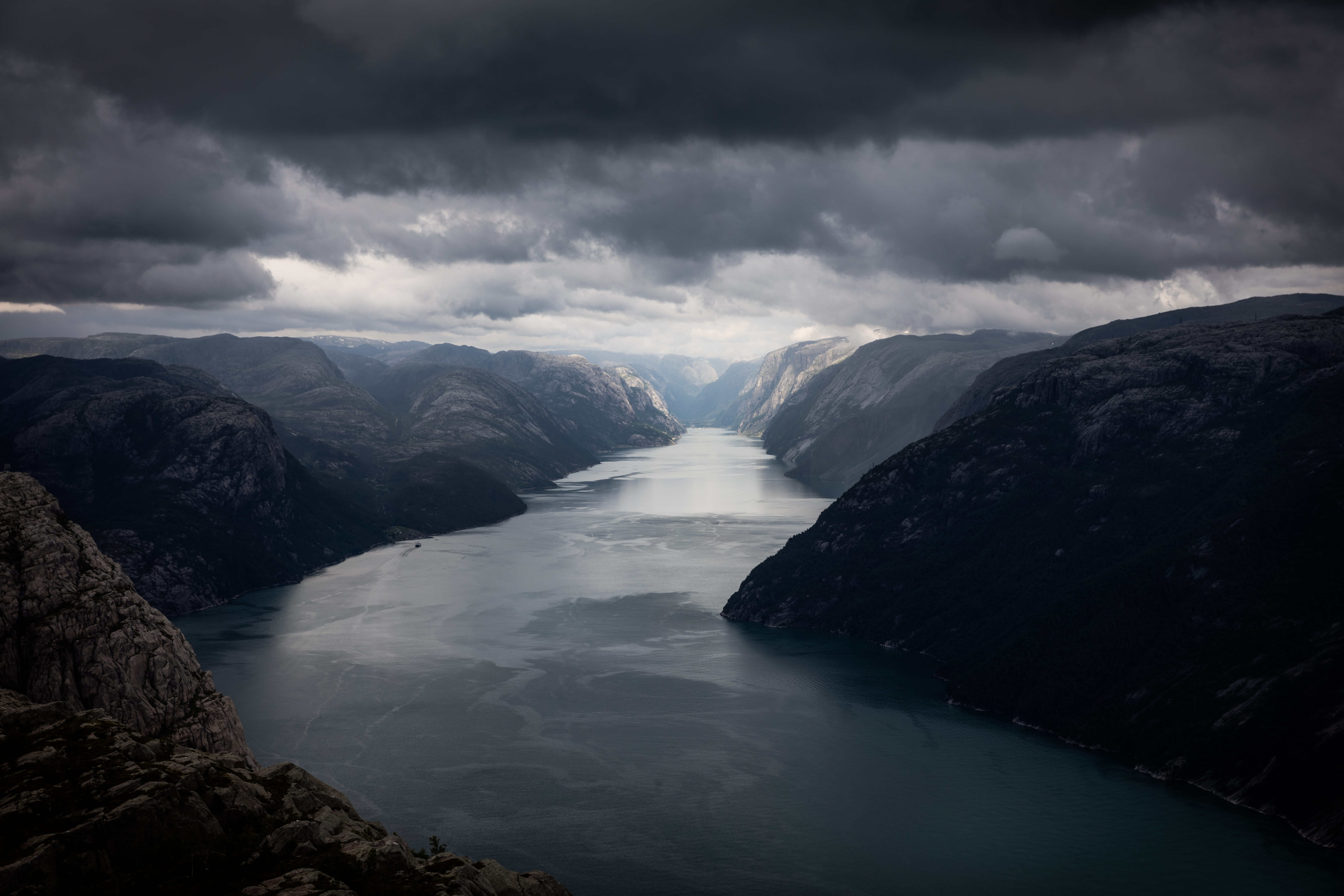 fjord, cloud, norway, earth, lysefjord, mountain
