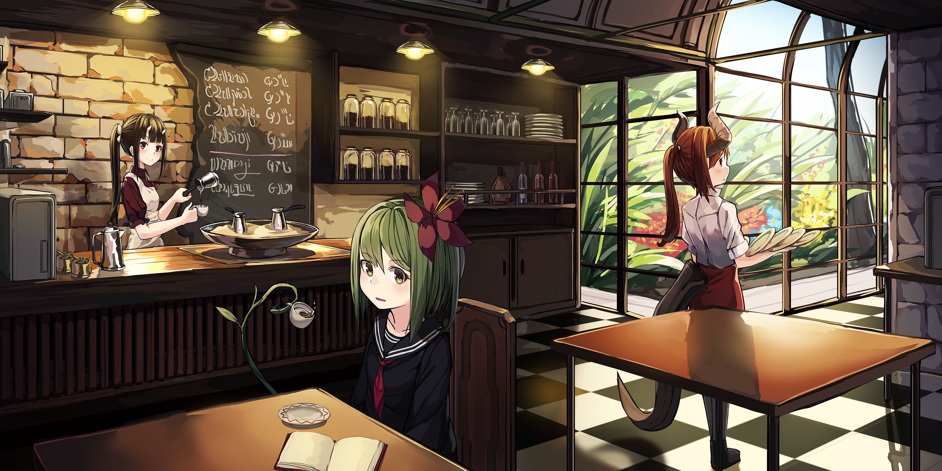 Уютное кафе стиль аниме
