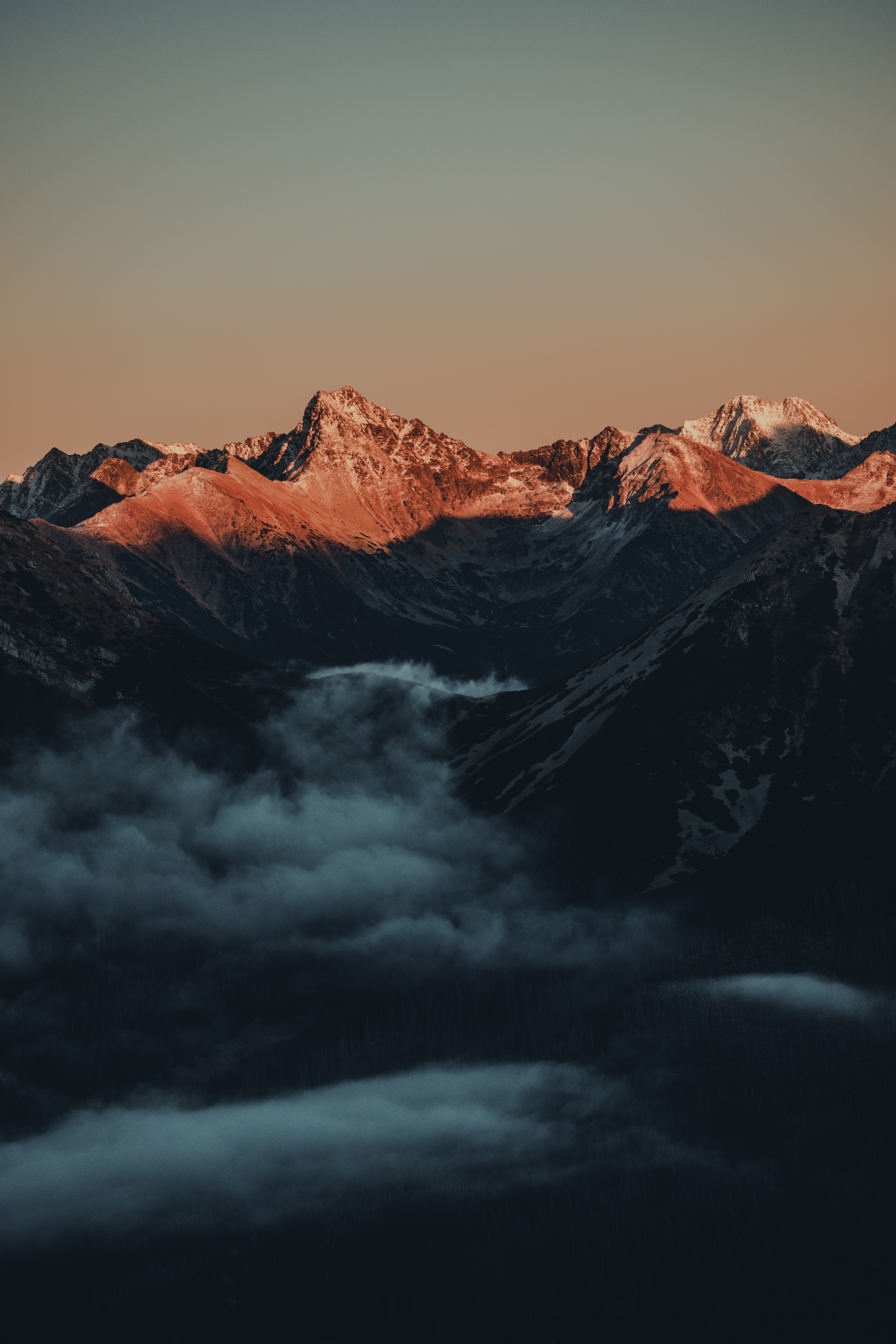 Download mobile wallpaper Mountains, Clouds, Dusk, Nature, Twilight, Valley, Landscape for free.