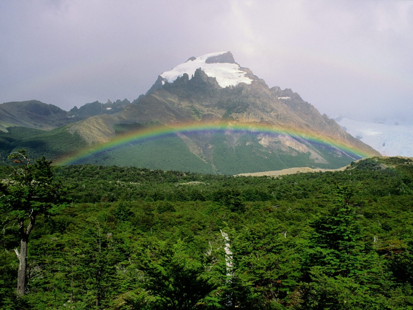 Download mobile wallpaper Landscape, Mountains, Rainbow for free.