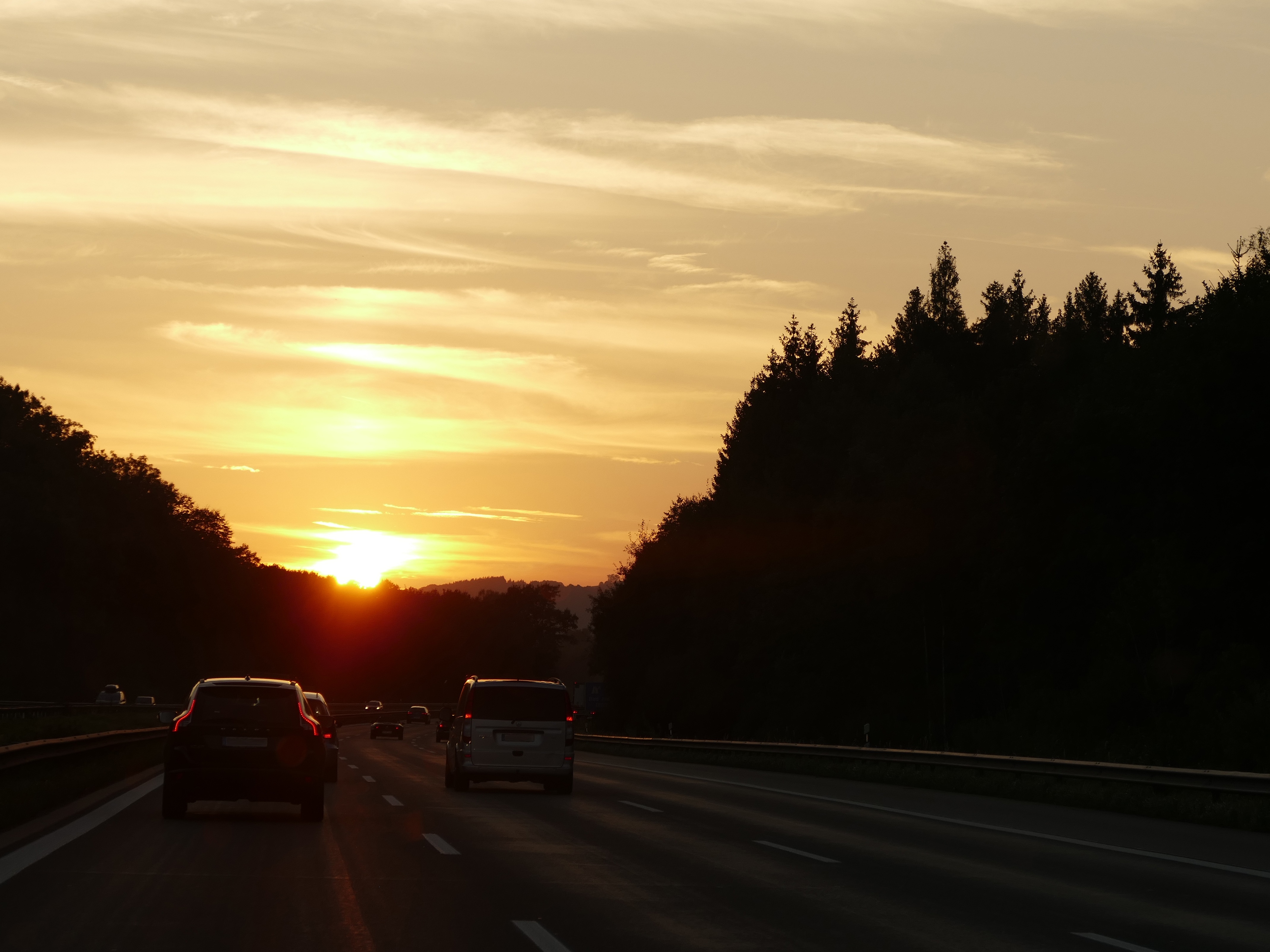 movement, sunset, cars, road, traffic, track, route 2160p