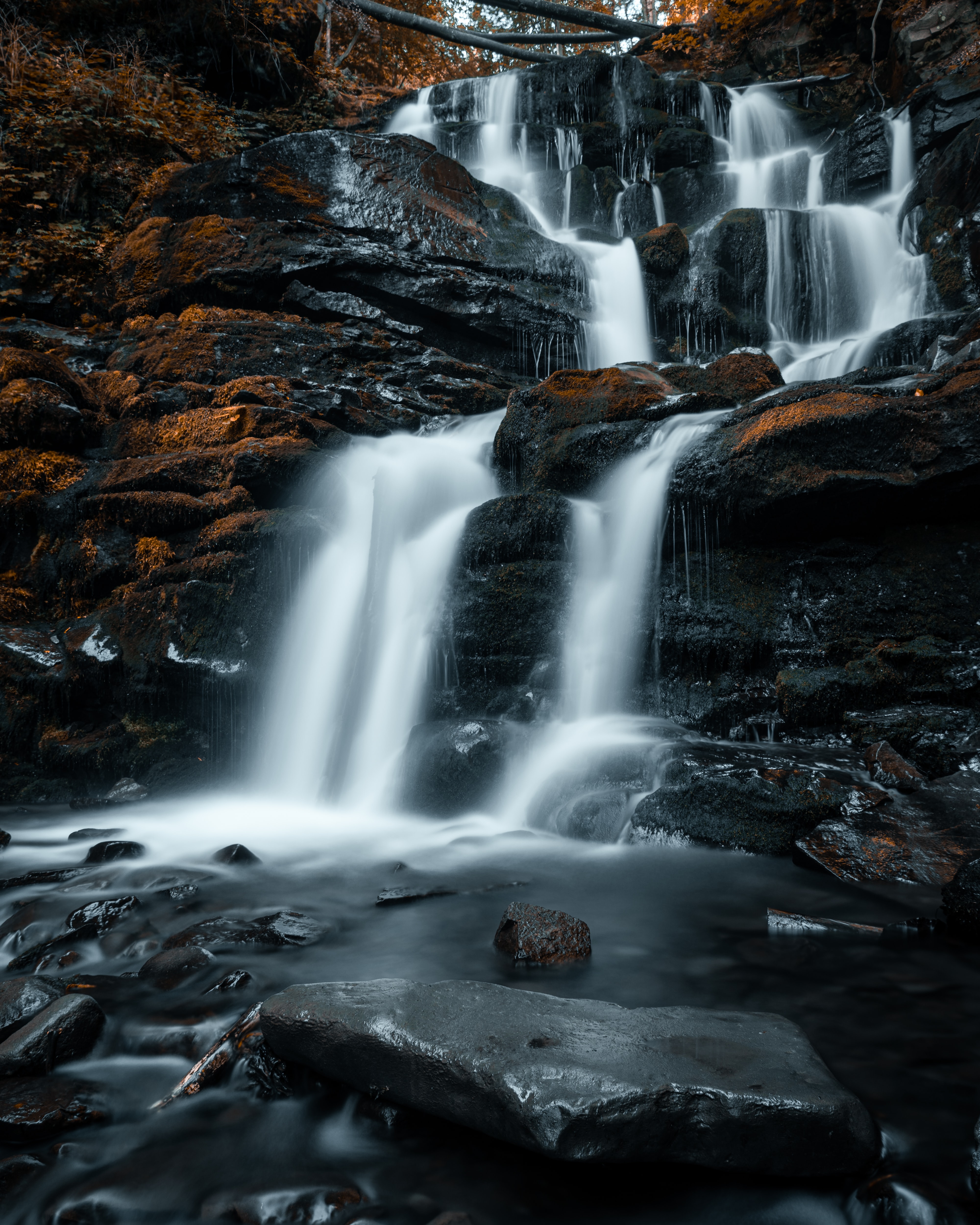 water, nature, stones, rocks, waterfall, spray, flow, stream iphone wallpaper