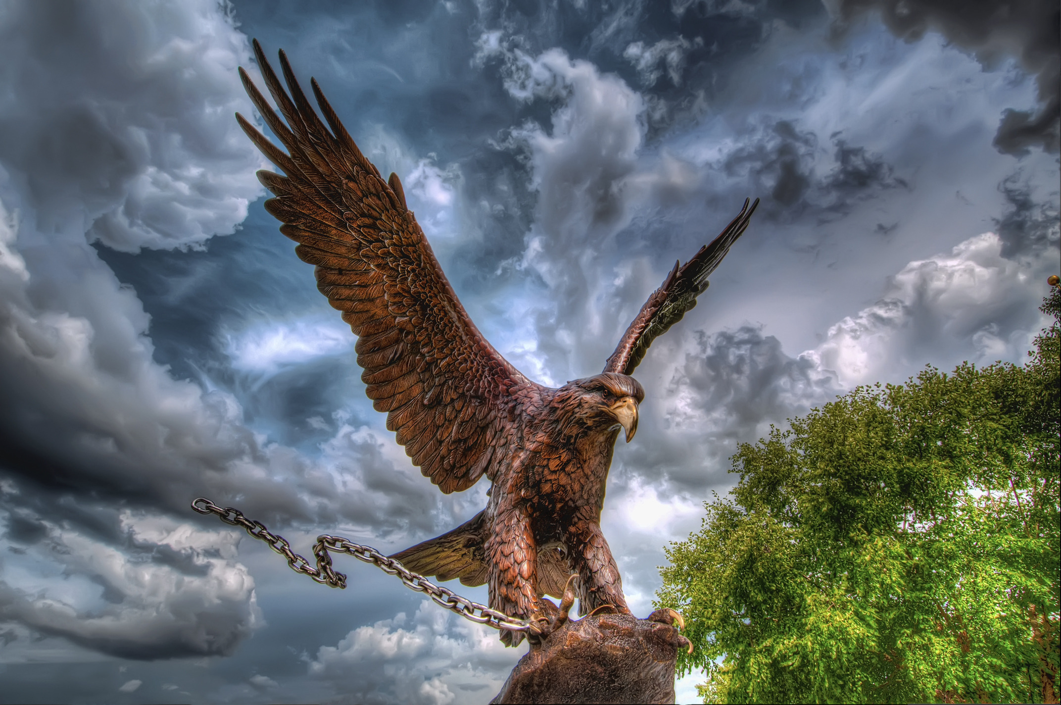 Download mobile wallpaper Statue, Eagle, Man Made, Bird for free.