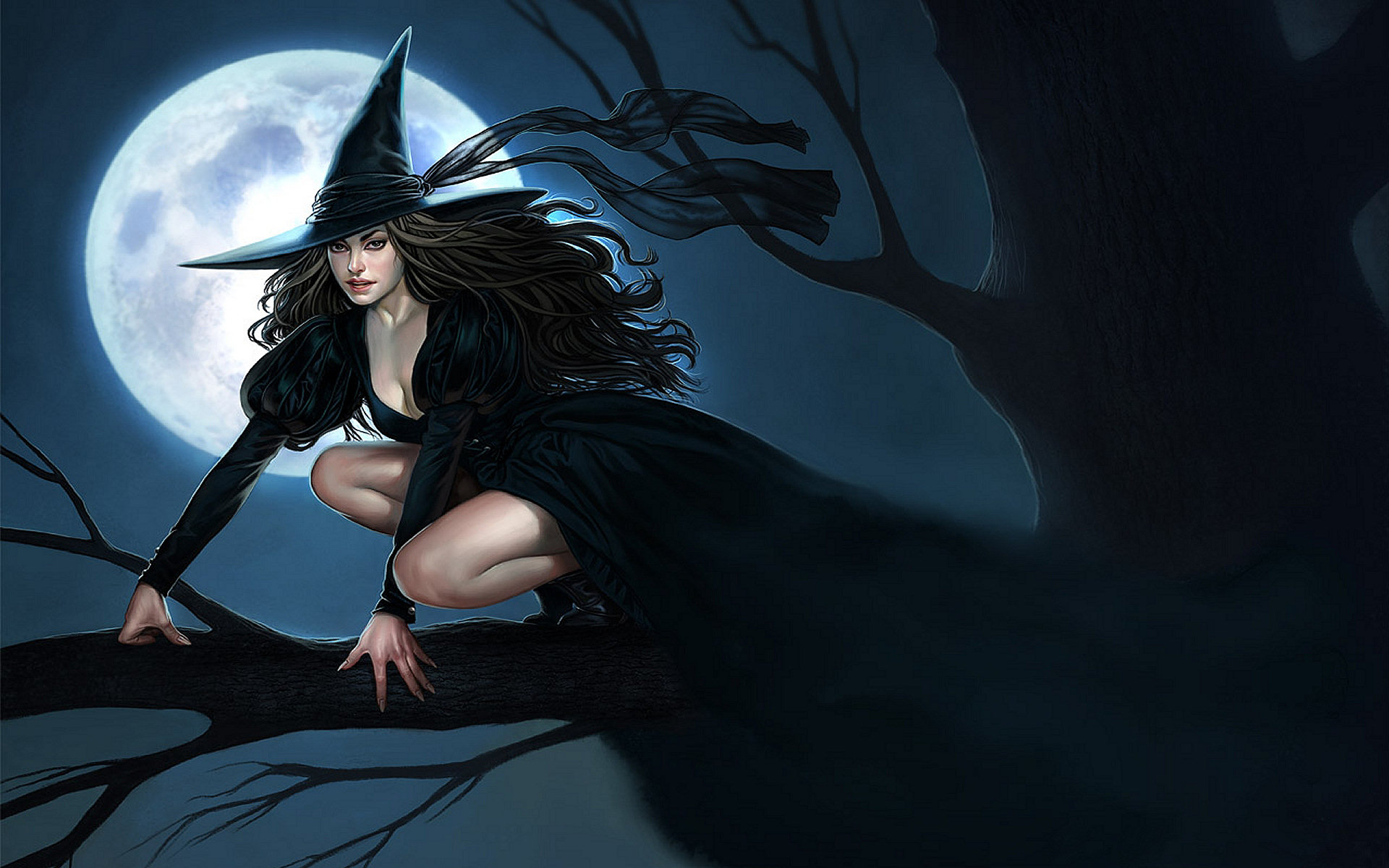 dark, fantasy, witch HD wallpaper