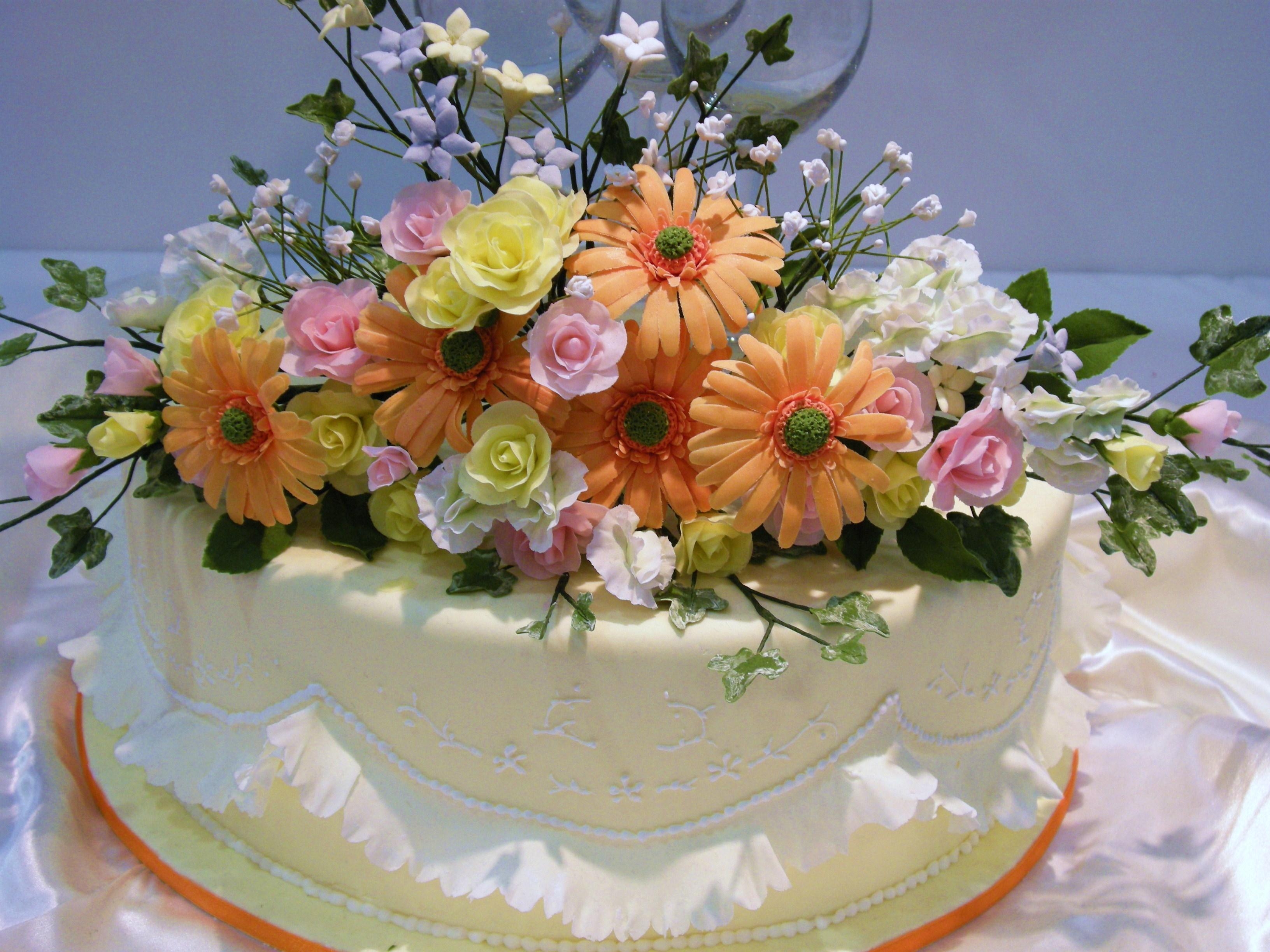 flowers, food, cake, sweet, glaze HD wallpaper