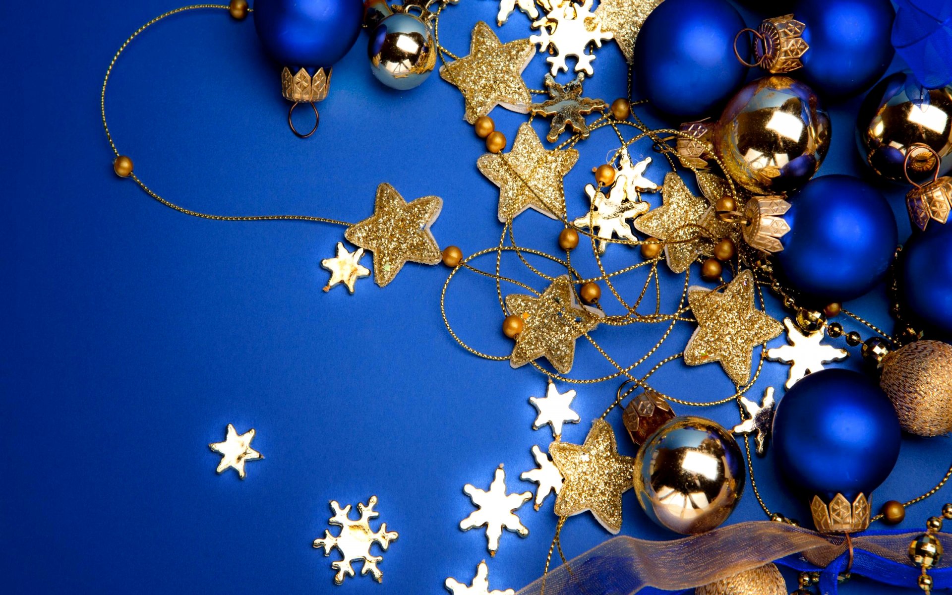 golden, holiday, christmas, blue, christmas ornaments, decoration, star HD wallpaper