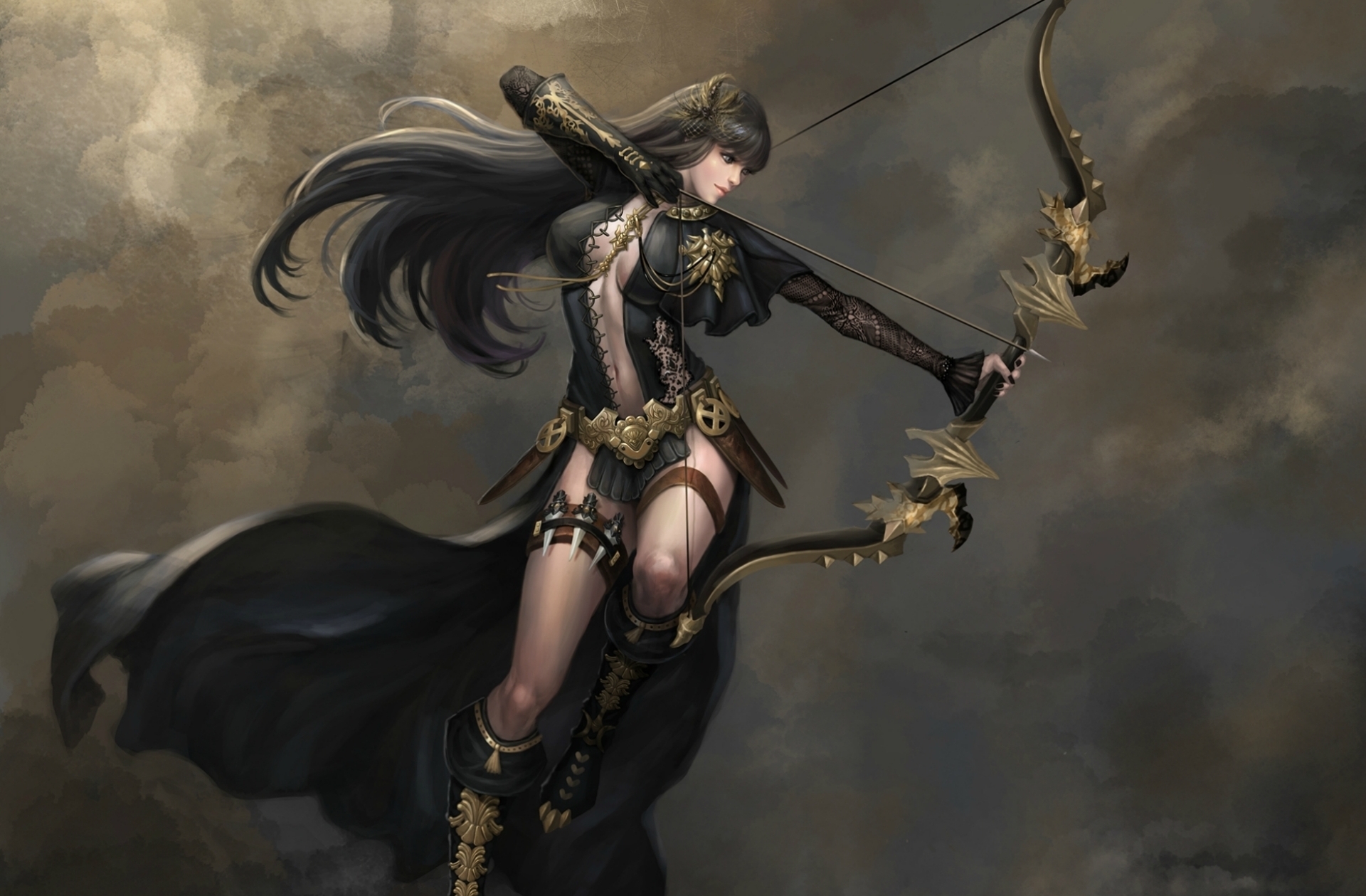 woman warrior, bow, fantasy, archer, arrow High Definition image
