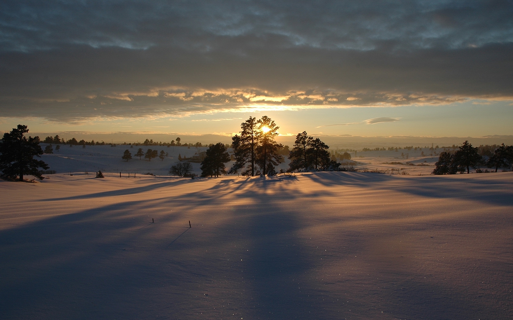 Cool Wallpapers snow, landscape, winter, sunset, sky