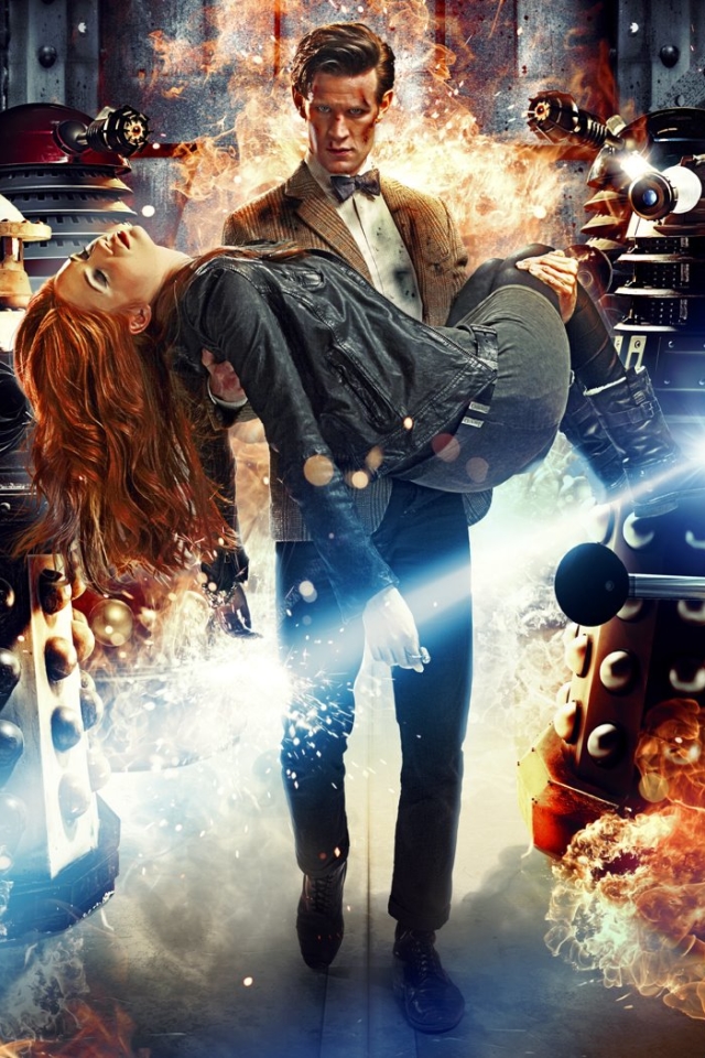 tv show, doctor who, robot, explosion, dalek, fire mobile wallpaper