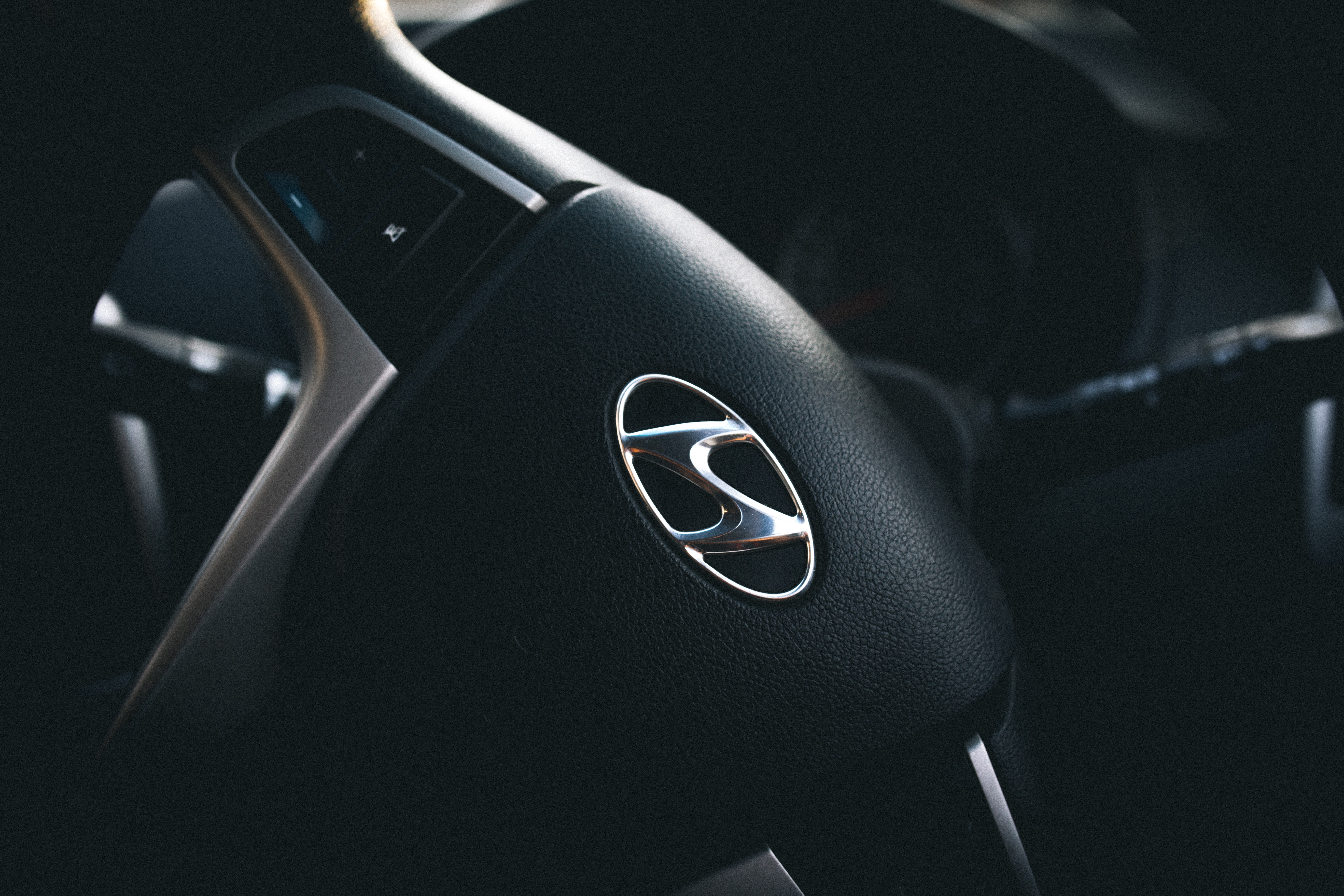 hyundai, logotype, rudder, cars, steering wheel, logo 1080p