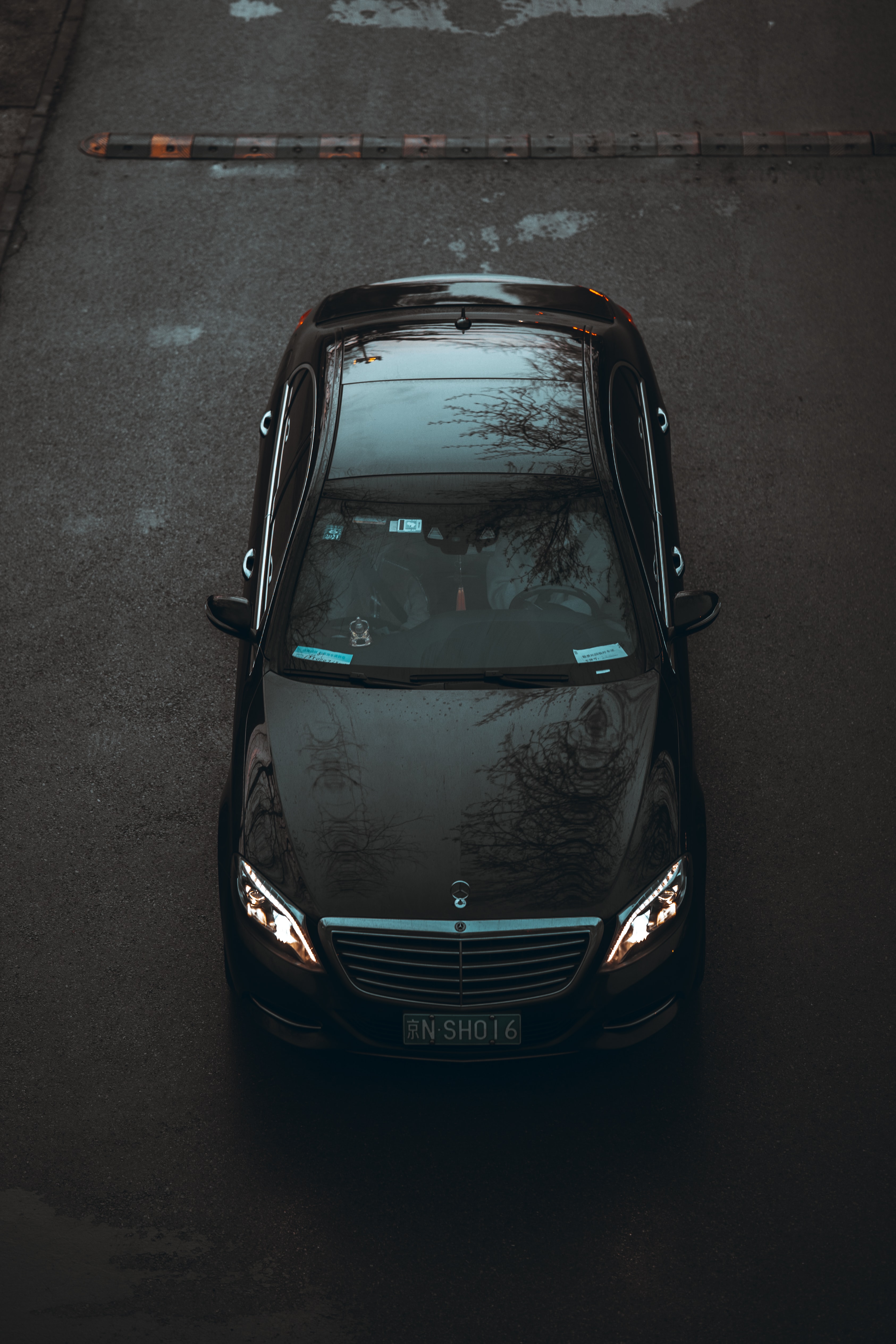 Download mobile wallpaper View From Above, Car, Asphalt, Cars, Mercedes for free.