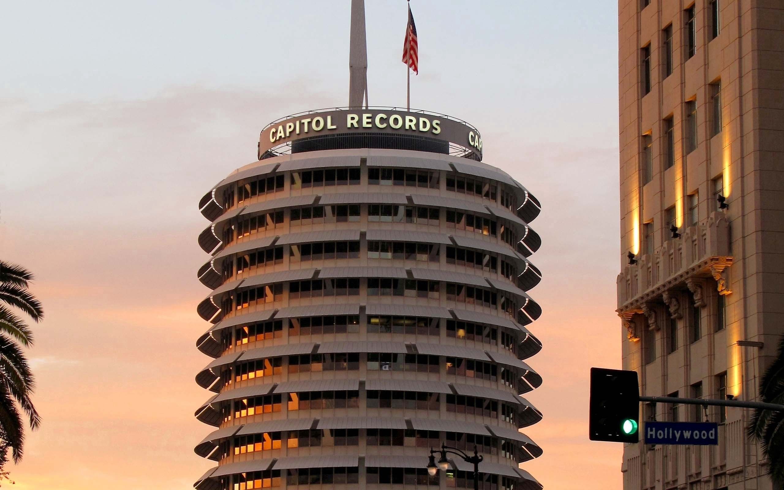 Handy-Wallpaper Vine Street, Rekordturm Des Kapitols, Capitol Records Tower, Weinstraße, Städte, Los Angeles kostenlos herunterladen.