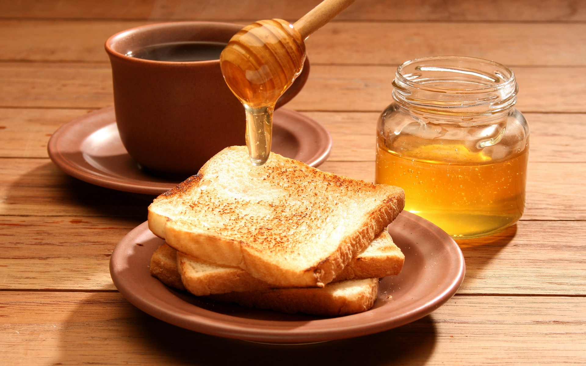 HD wallpaper breakfast, honey, food, bread