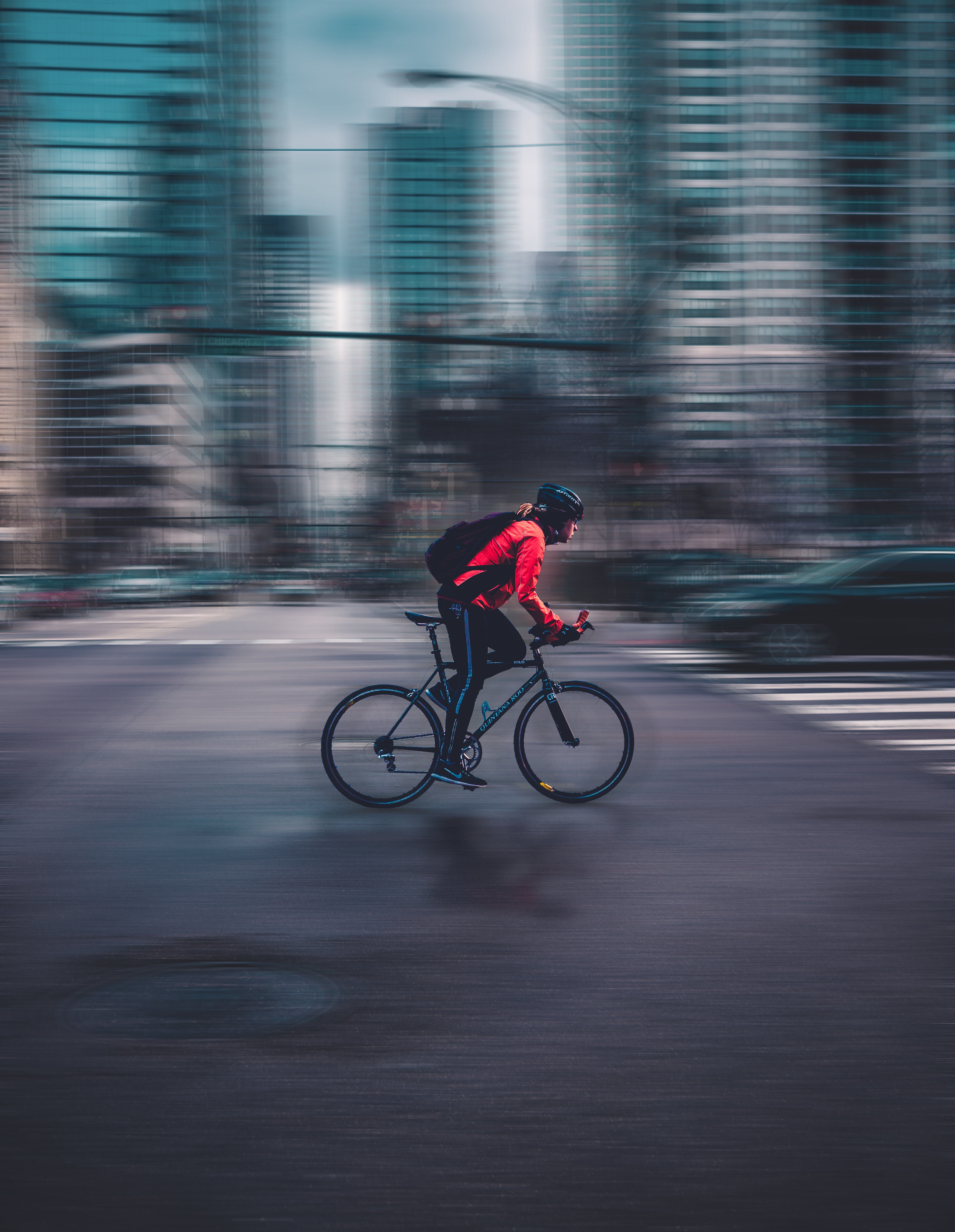 Download mobile wallpaper Traffic, Movement, Smooth, Speed, Sports, Cyclist, Blur, Bicycle for free.