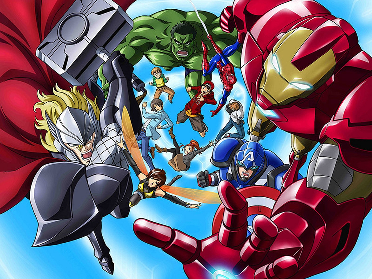 Download mobile wallpaper Spider Man, Hulk, Iron Man, Captain America, Tv Show, Wasp (Marvel Comics), Thor, Marvel's Future Avengers for free.