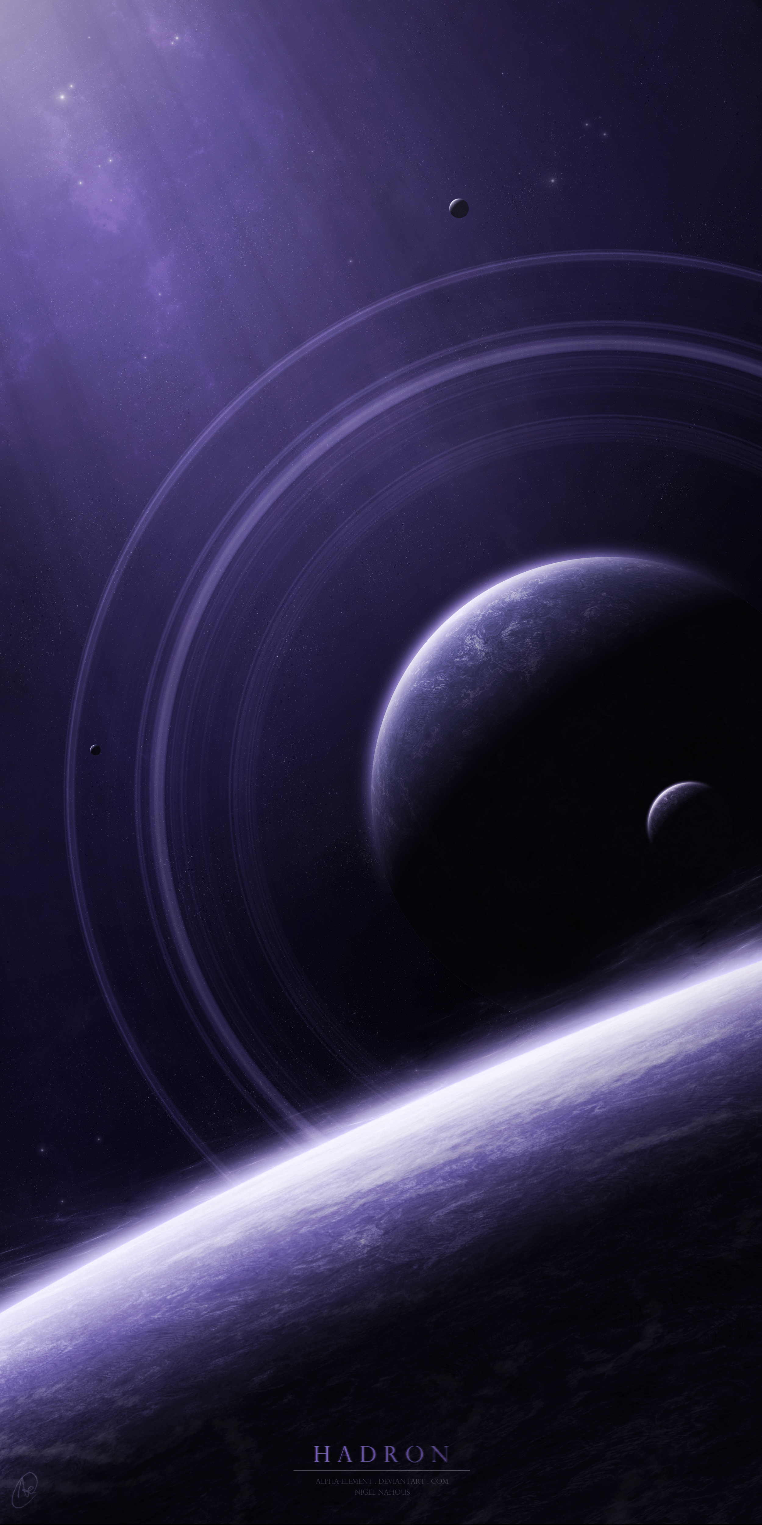 universe, dark purple, open space, planets, purple dark Smartphone Background