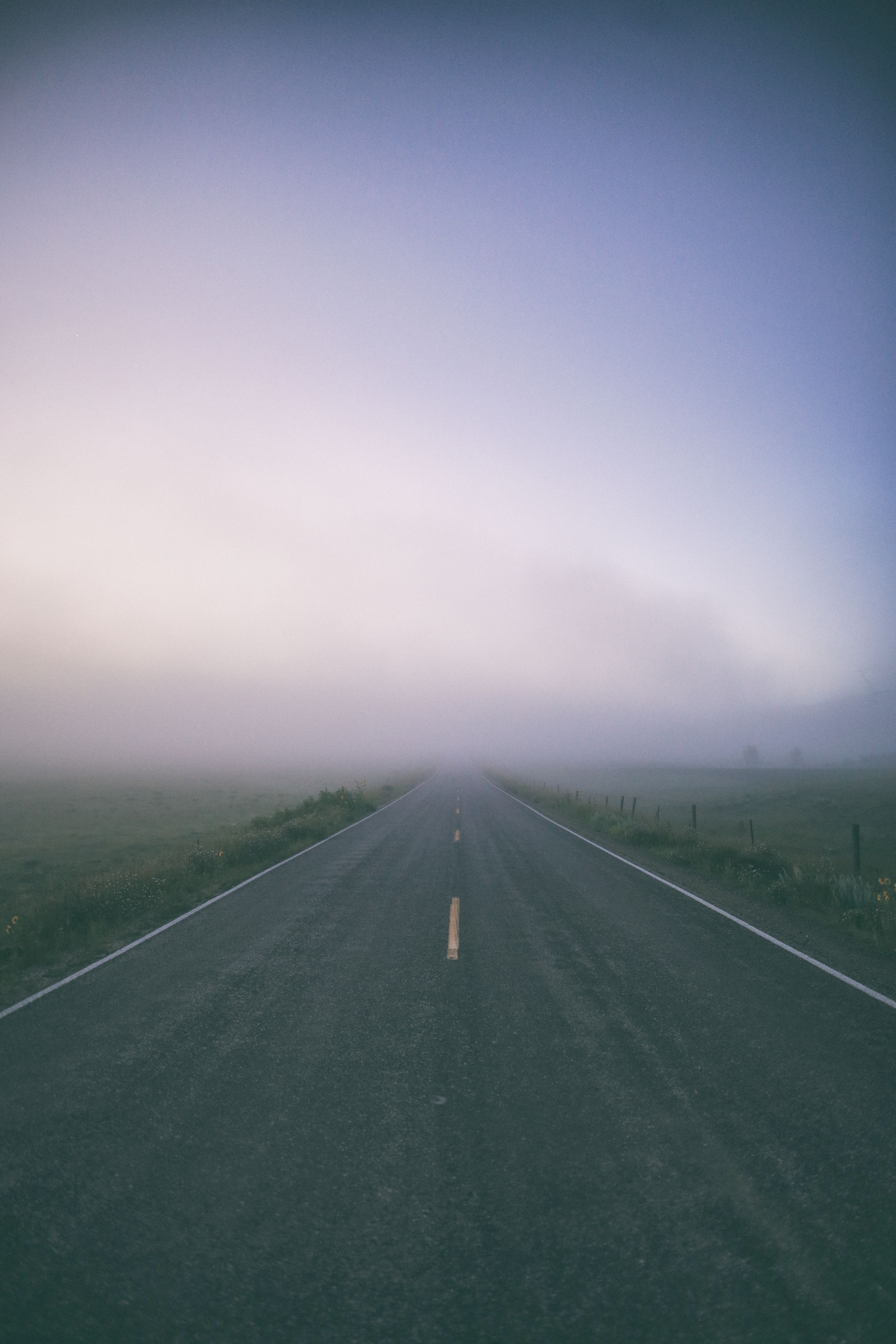 nature, road, markup, fog, field 32K